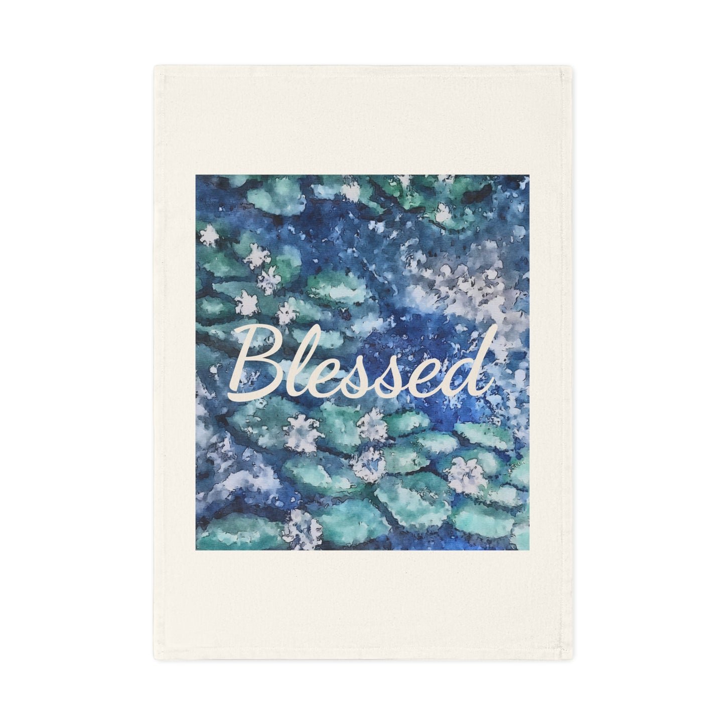 Cotton Tea Towel, Water Lilies, Blessed, FrediFreds Home Collection
