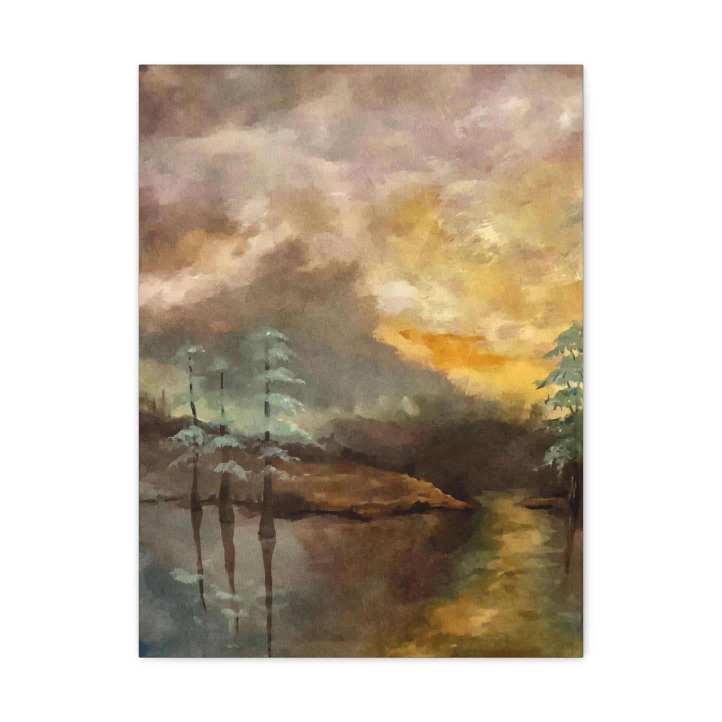 Canvas Gallery Wraps, Moon Lake Watercolor, FrediFreds Home Collection