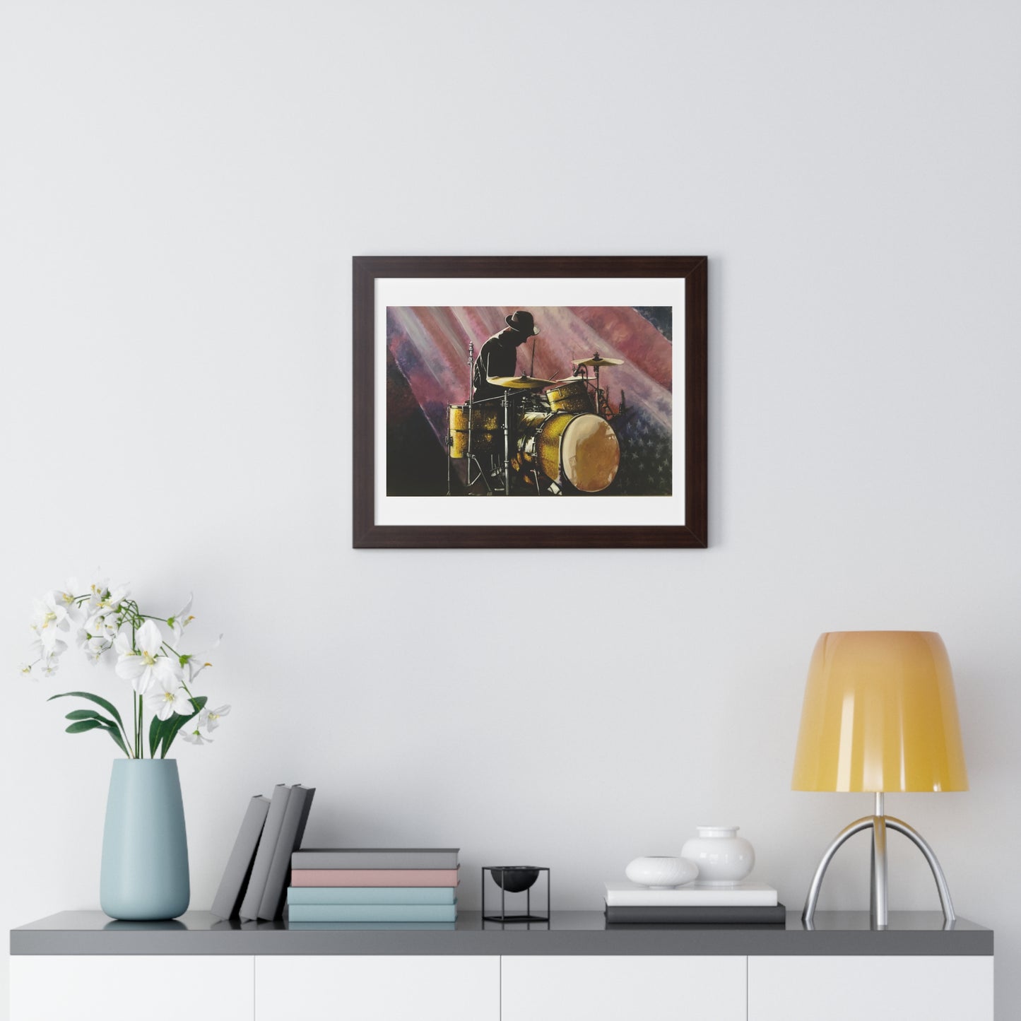 Framed Horizontal Poster, Drummer, Soul Music Collection