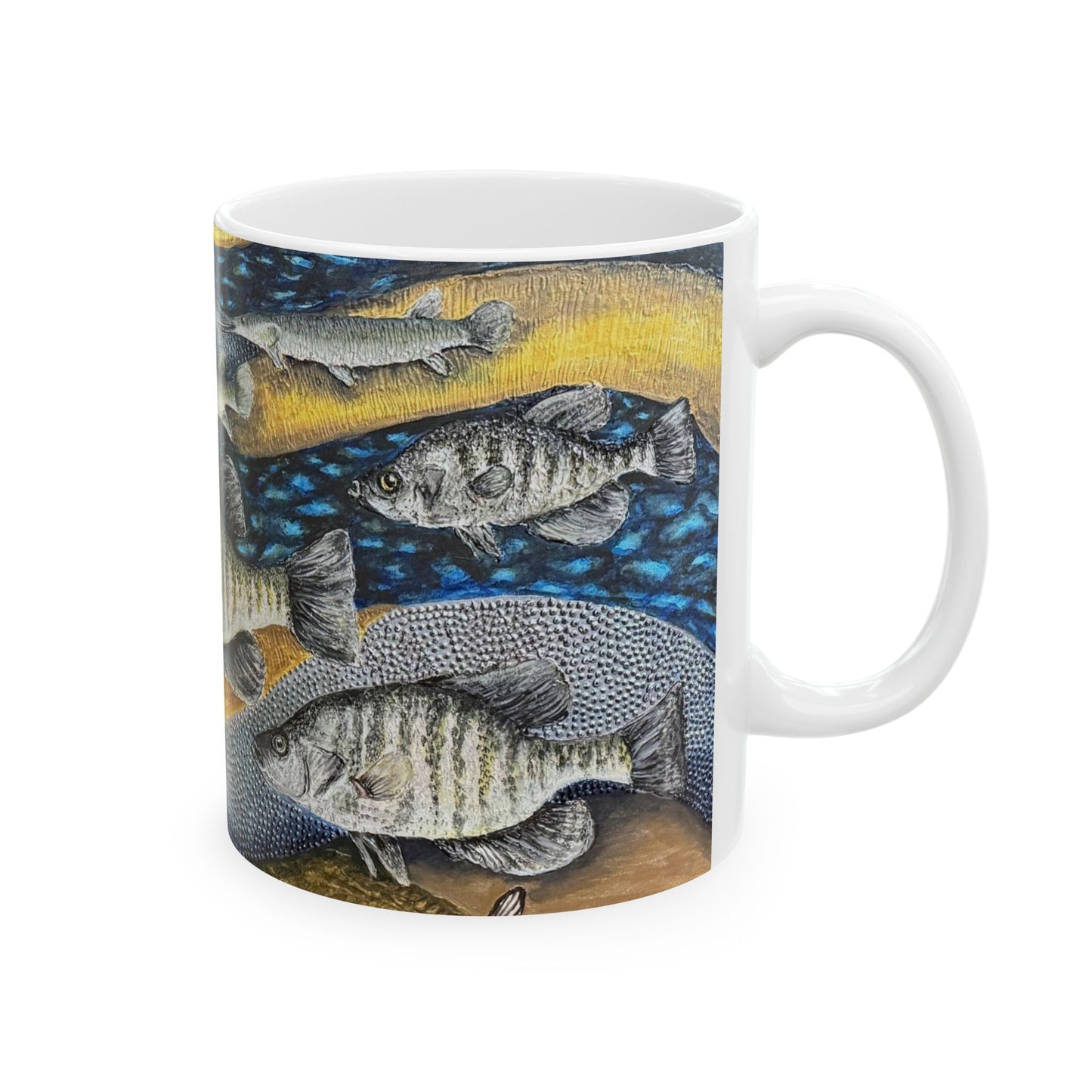 Ceramic Mug, (11oz, 15oz), Original Art, My Fishing Hole, FrediFreds Home Collection