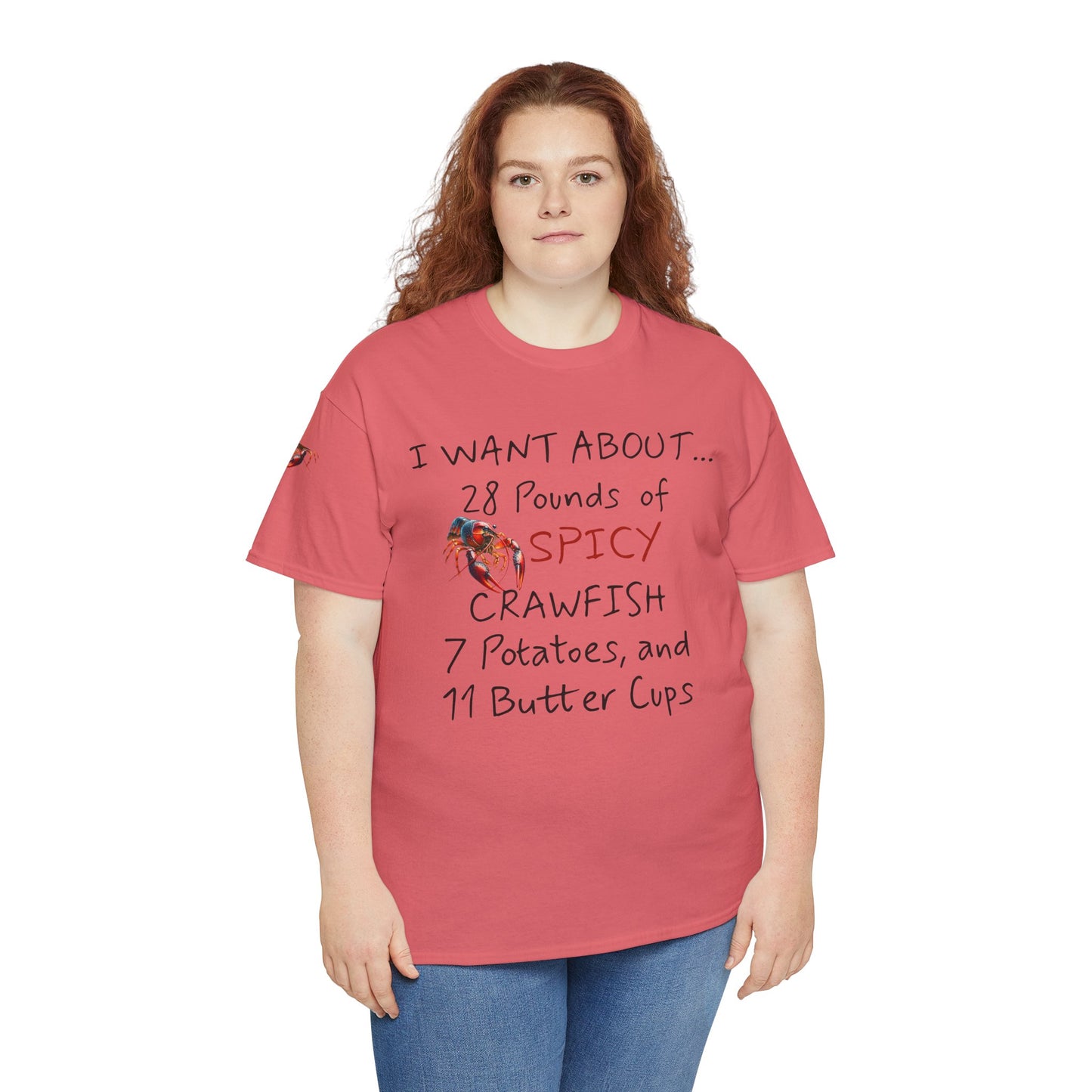 Unisex Heavy Cotton Tee, I Want About 28 Pounds of Crawfish, Humorous, Life on the Bayou Collection