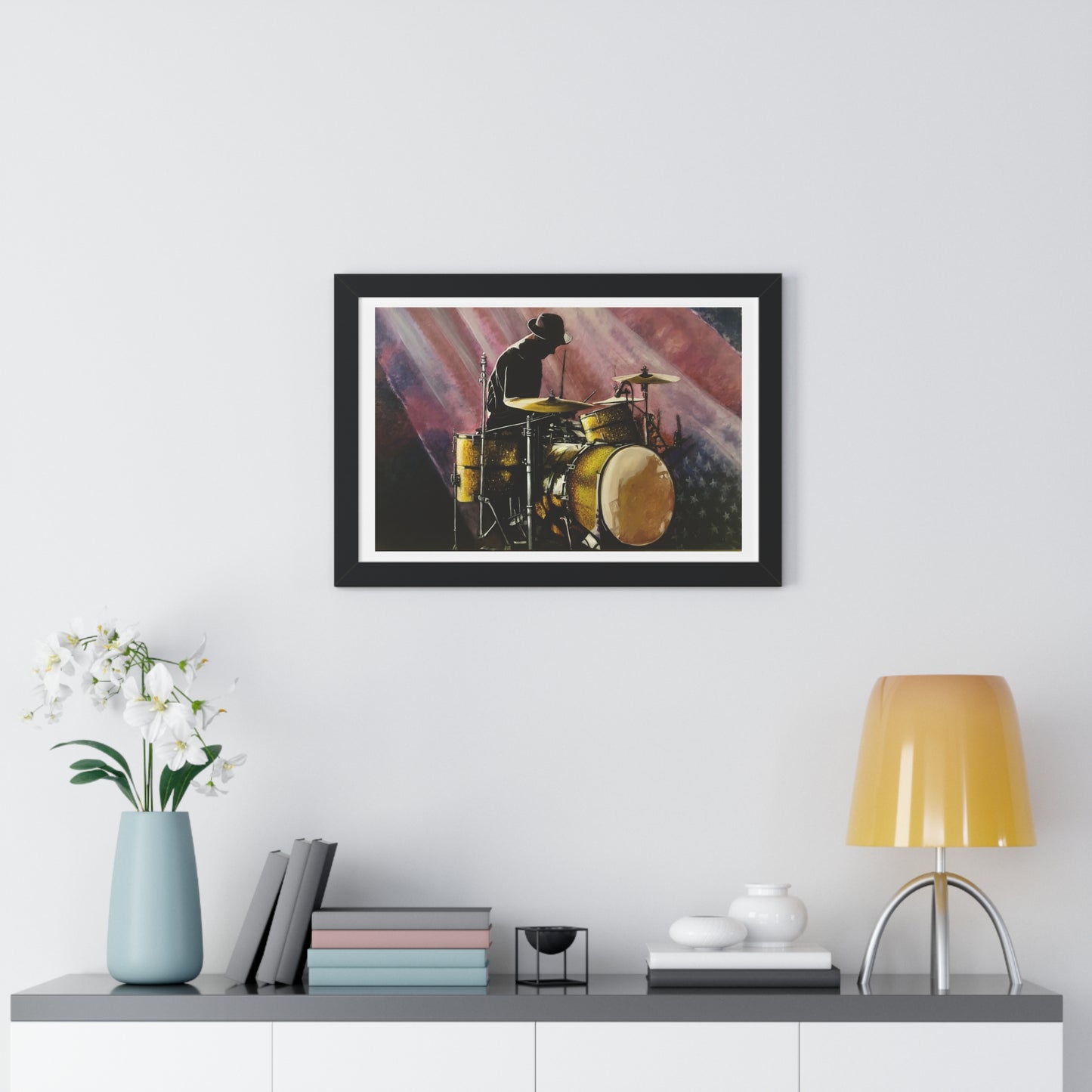 Framed Horizontal Poster, Drummer, Soul Music Collection