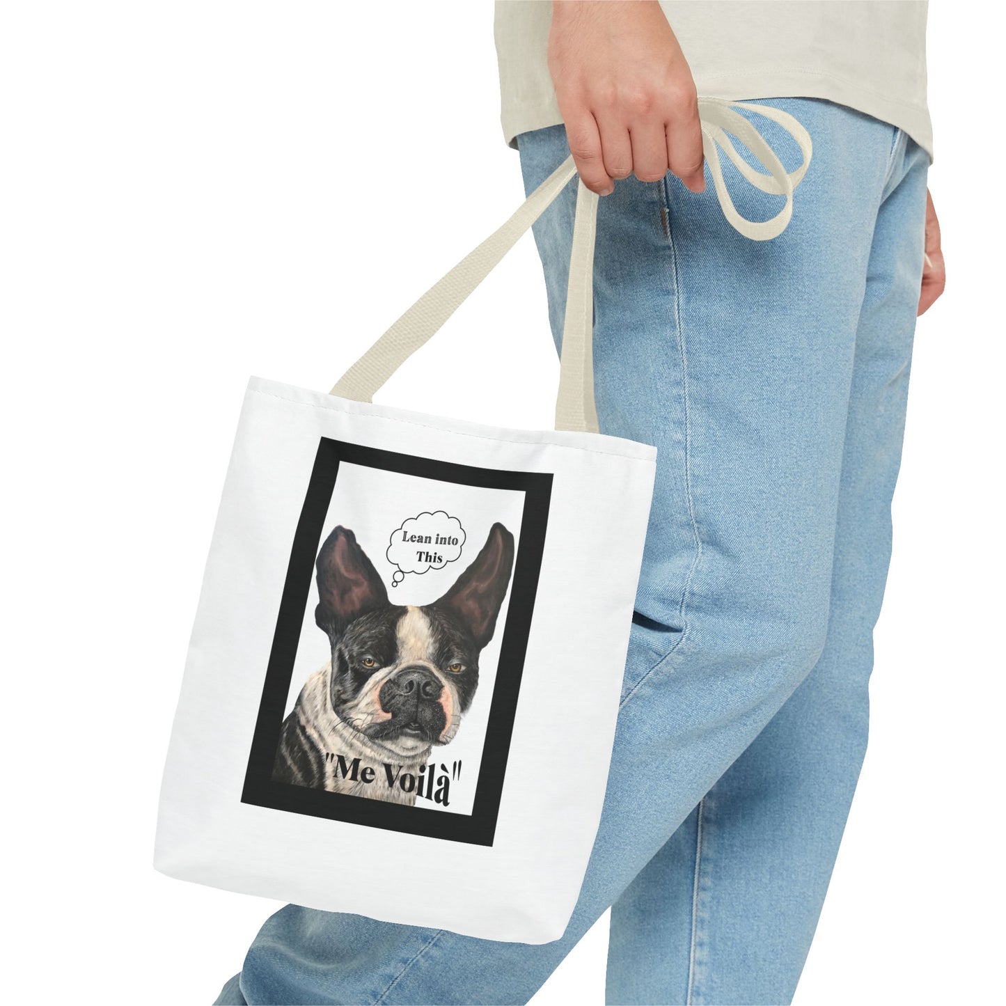 Tote Bag (AOP) "Lean on Me" Friendship Tote, Dog Humor, Max Loves Pookie Collection
