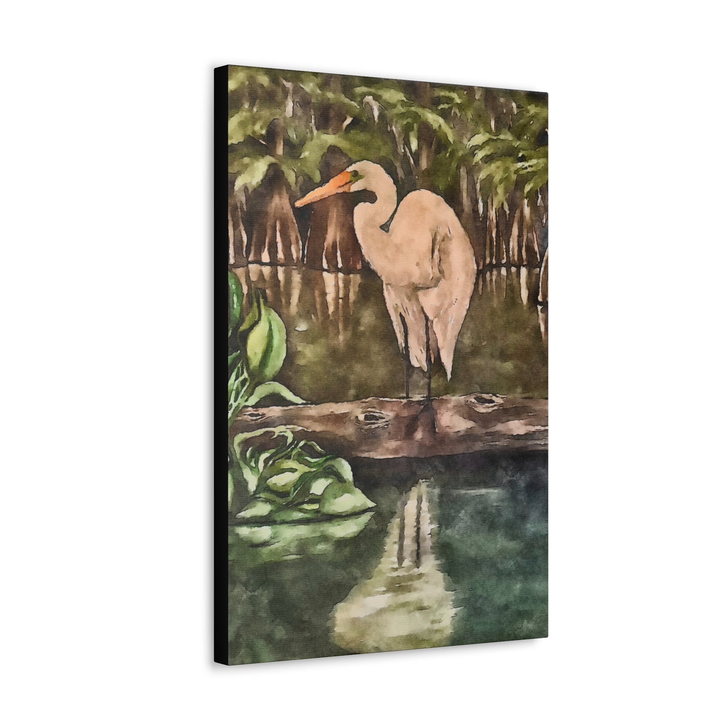 Canvas Gallery Wraps, Egret Perch Watercolor, Life on the Bayou Collection