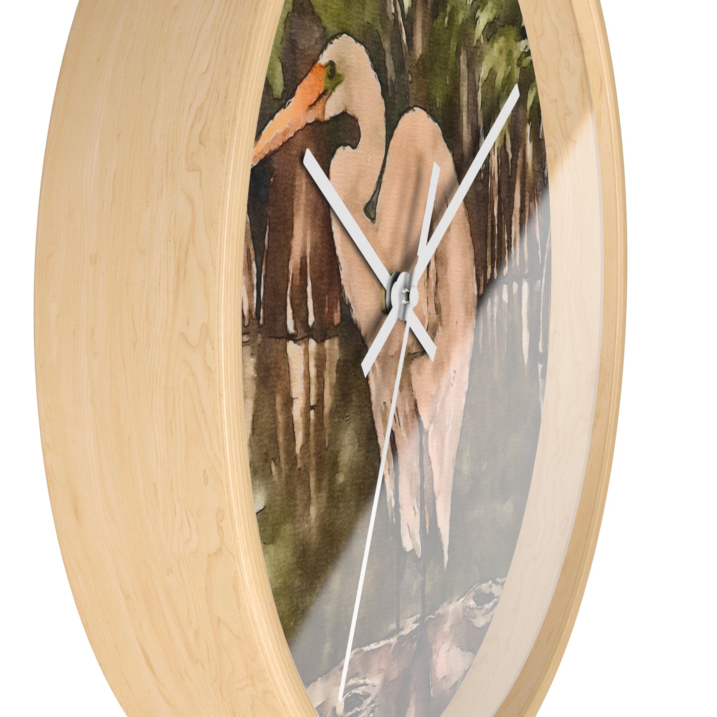 Wall Clock, Watercolor, Egret Perch, Life on the Bayou Collection