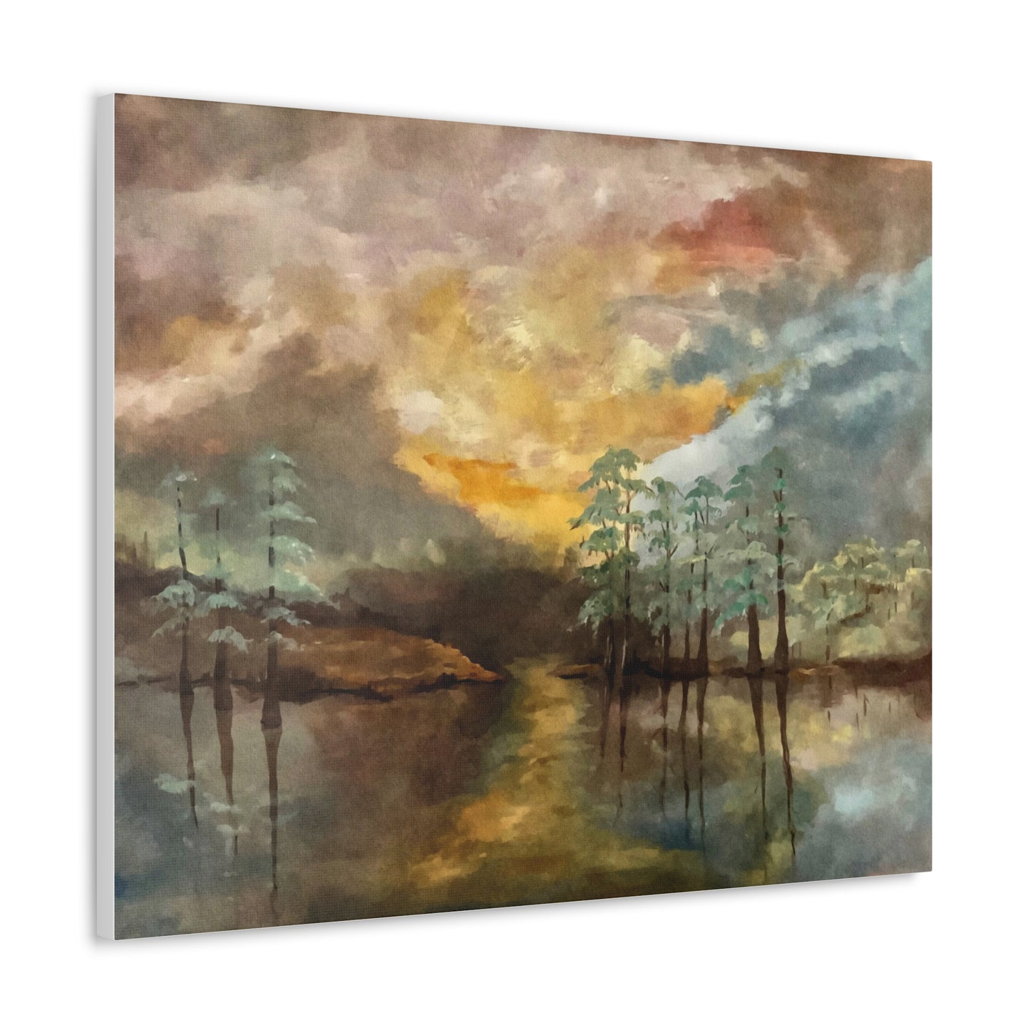 Canvas Gallery Wraps, Moon Lake Watercolor, FrediFreds Home Collection