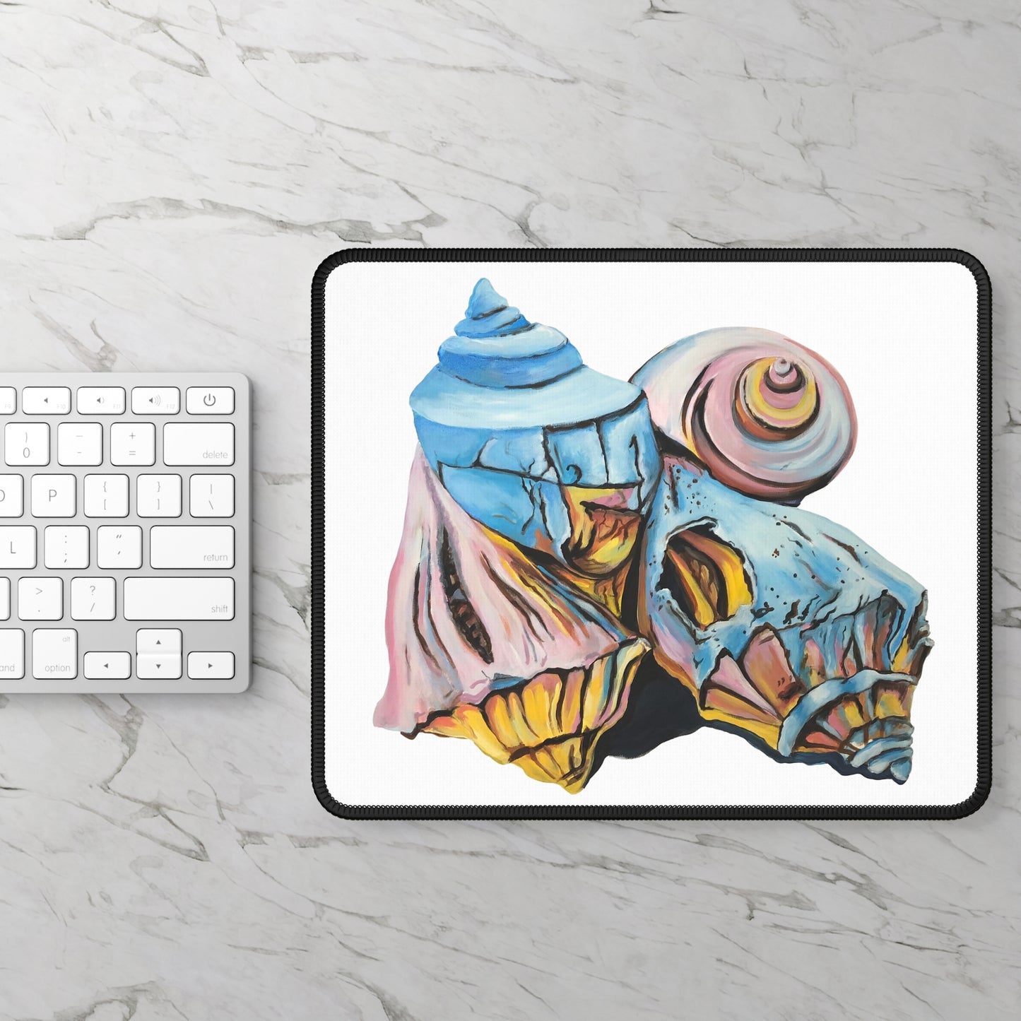 Gaming Mouse Pad, Artsy Pastel Beach Shells, Office, Home, Beachwalker Club Collection