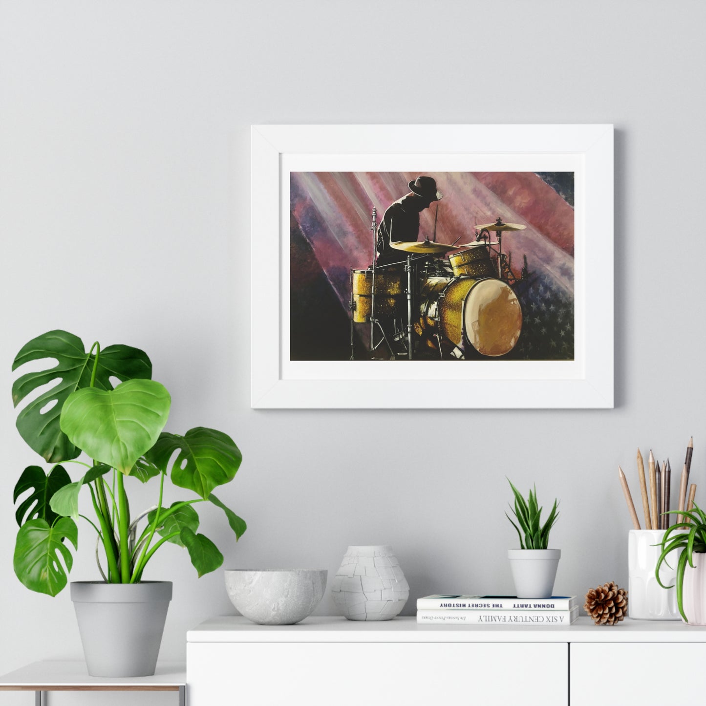 Framed Horizontal Poster, Drummer, Soul Music Collection