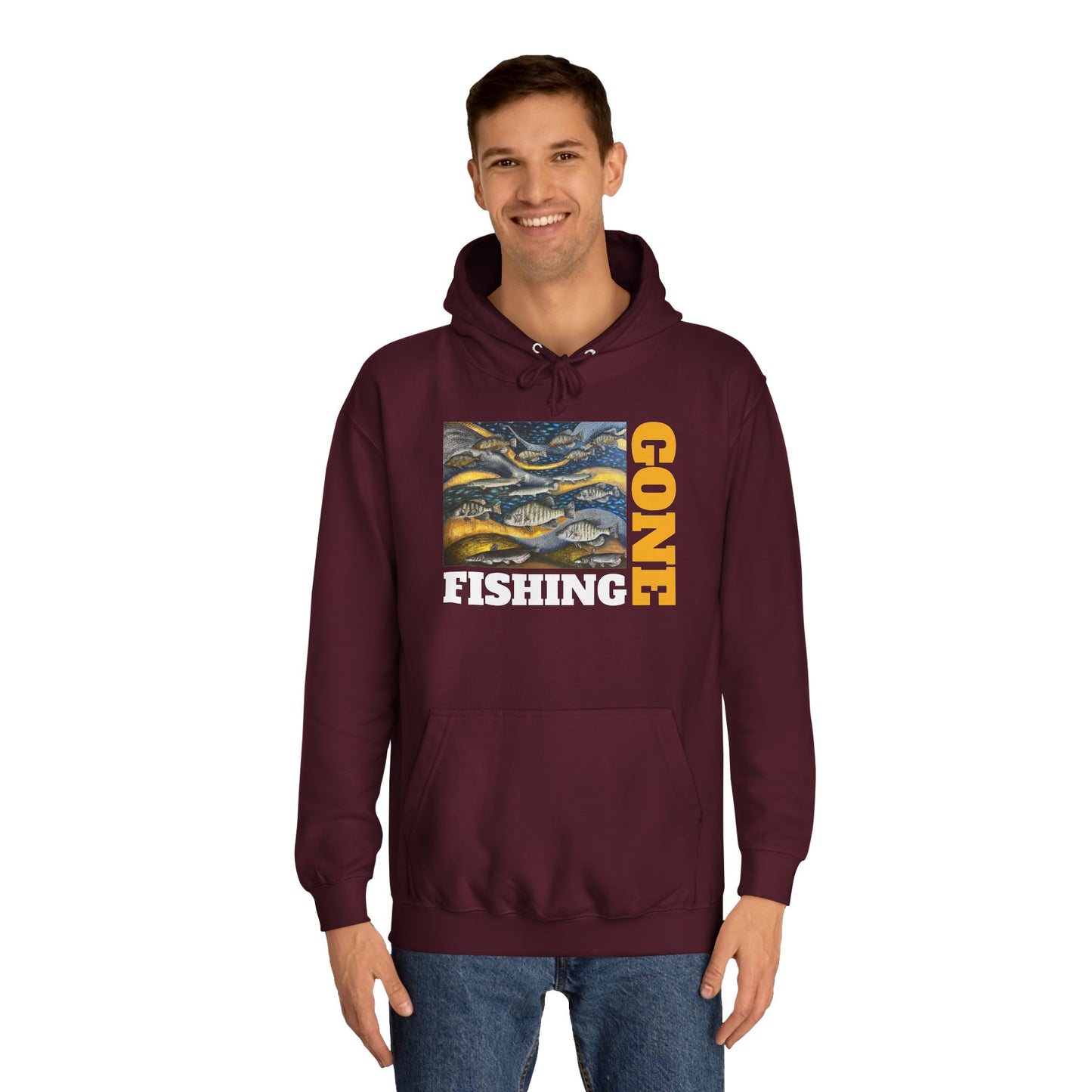 Unisex College Hoodie, Gone Fishing, FrediFreds Home Collection