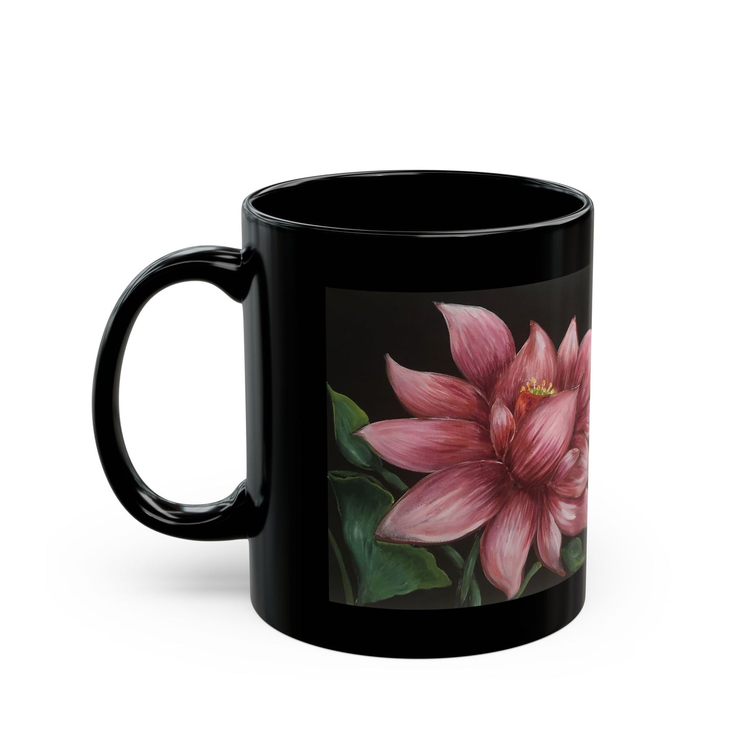 Black Mug (11oz, 15oz), Lotus,Tranquility, 1 Peter 5:7, Coffee Devotion, FrediFreds Home Collection