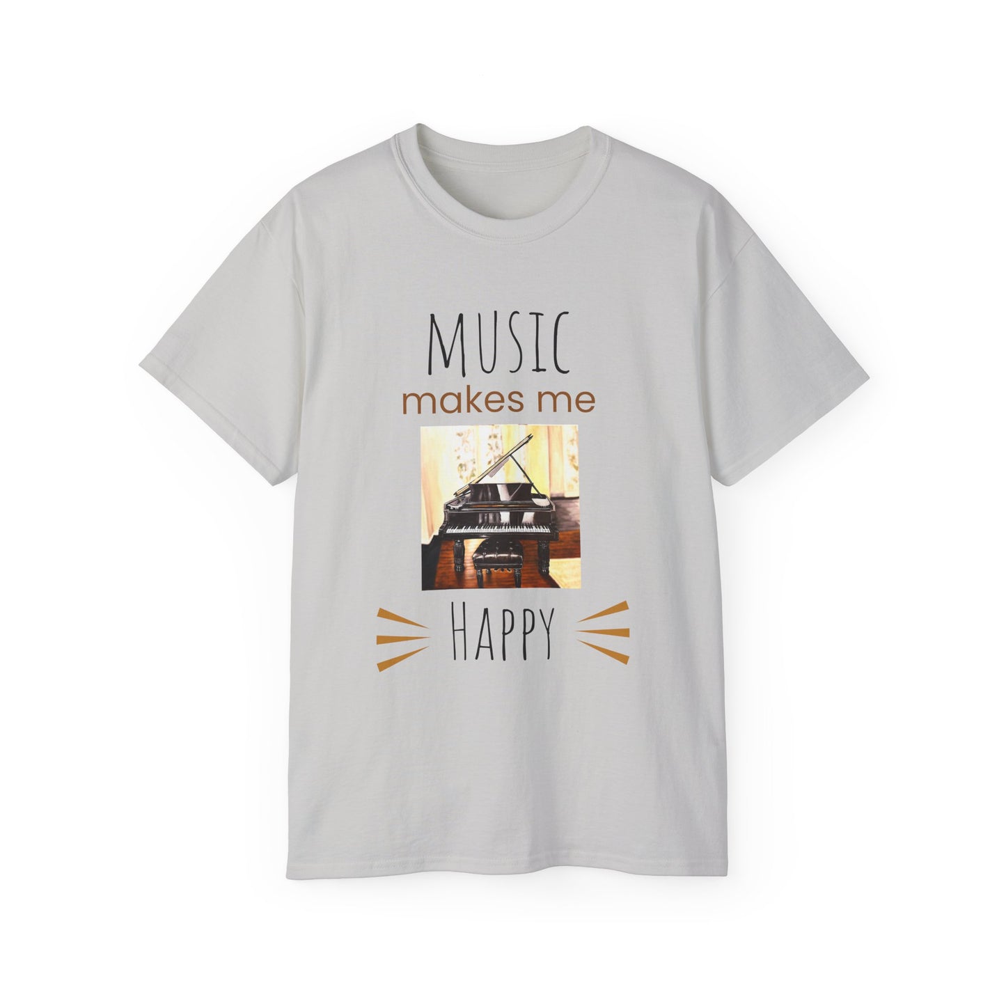 Unisex Ultra Cotton Tee, Music, Piano Artwork, Happy, Soul Music