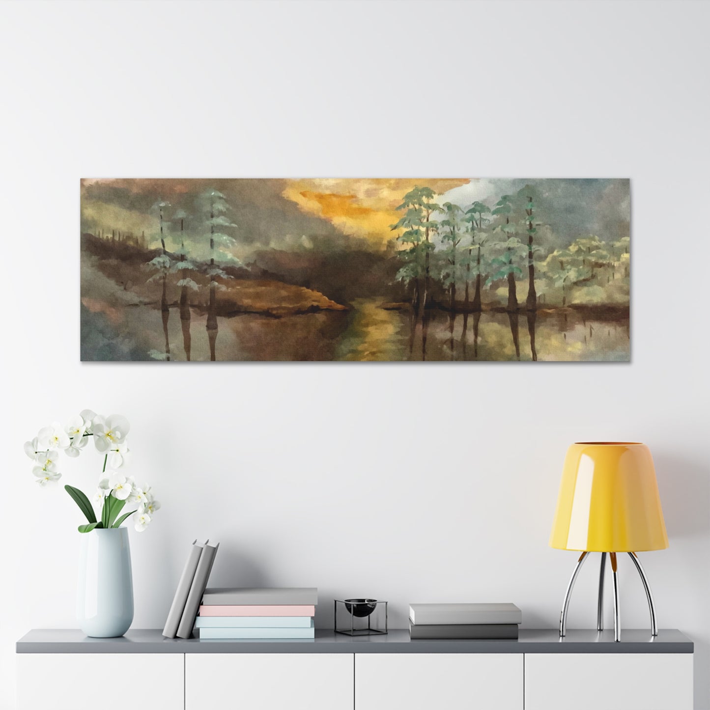 Canvas Gallery Wraps, Moon Lake Watercolor, FrediFreds Home Collection