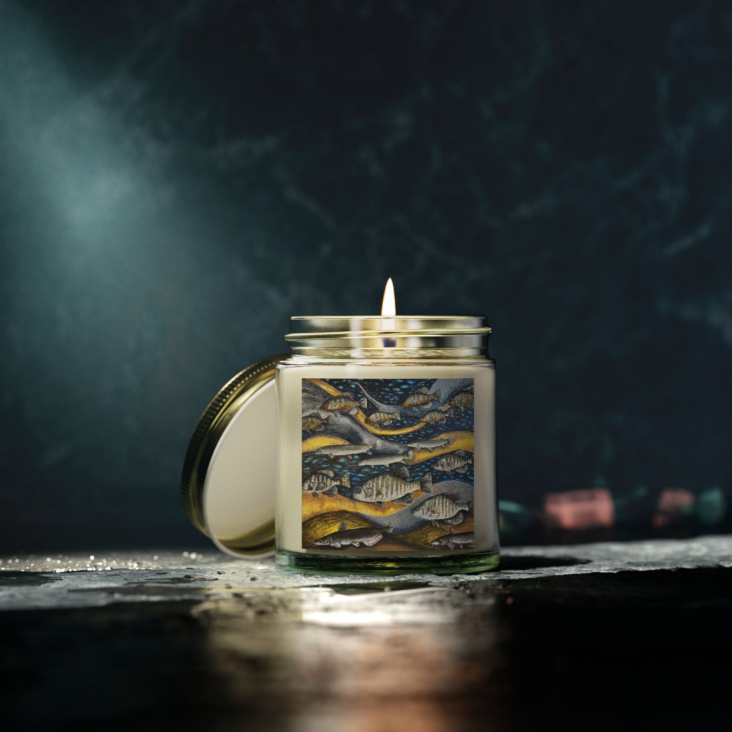 Scented Candles, Coconut Apricot Wax (4oz, 9oz), Manly Man's Candle, Fishing Themed, Honey Hole, FrediFreds Home Collection