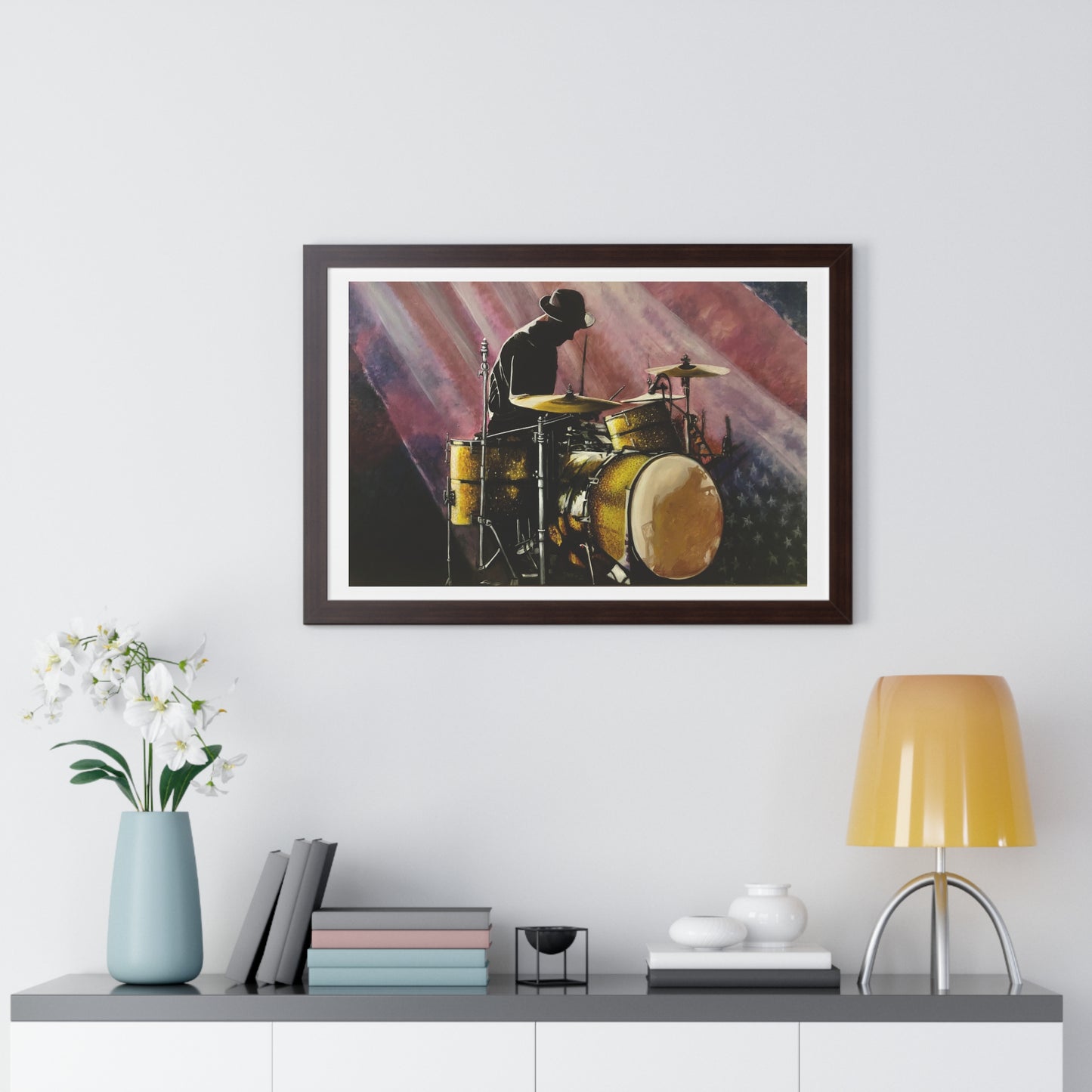 Framed Horizontal Poster, Drummer, Soul Music Collection