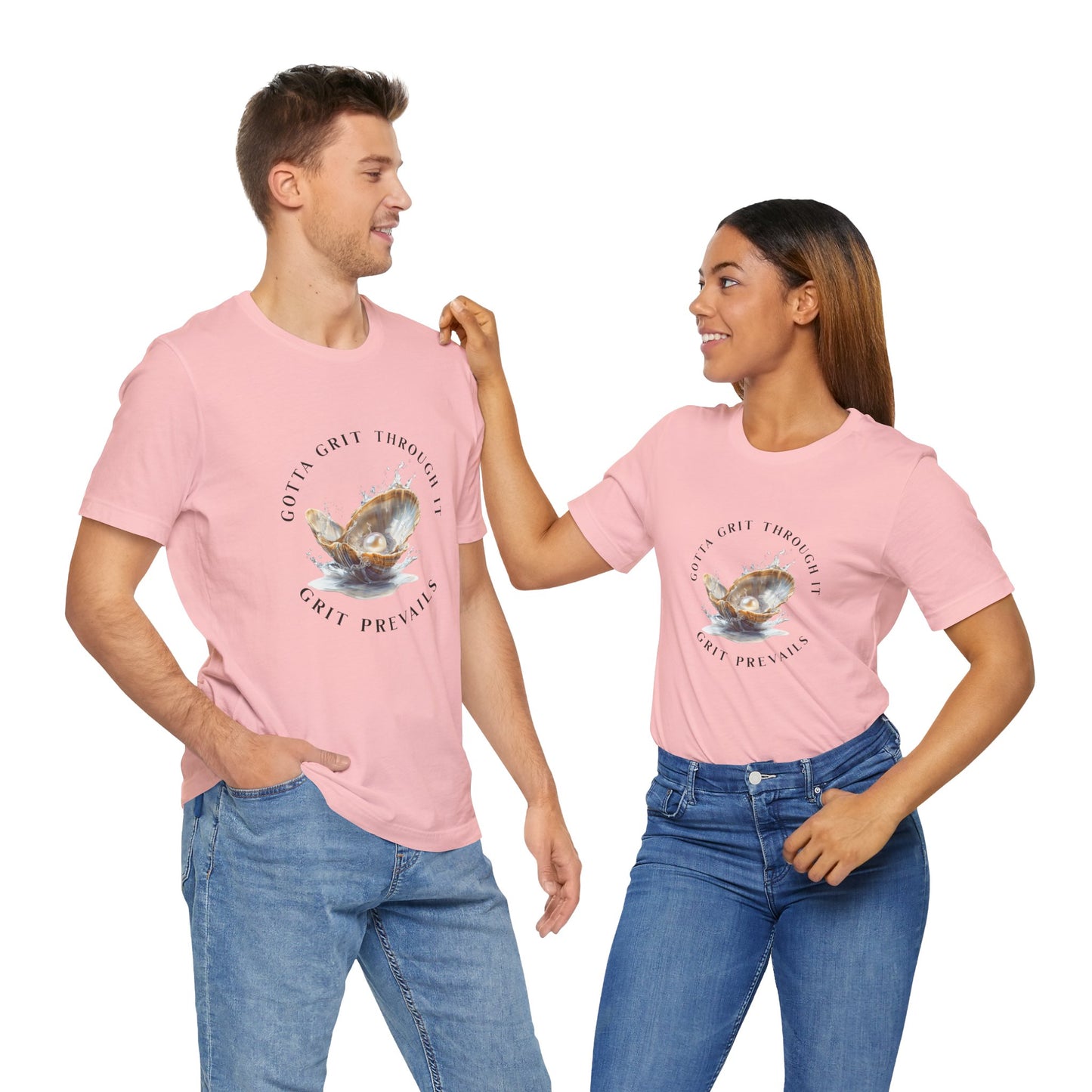 Unisex Jersey Short Sleeve "Grit Prevails" Print Designed Tee, Gotta Grit Through It Collection