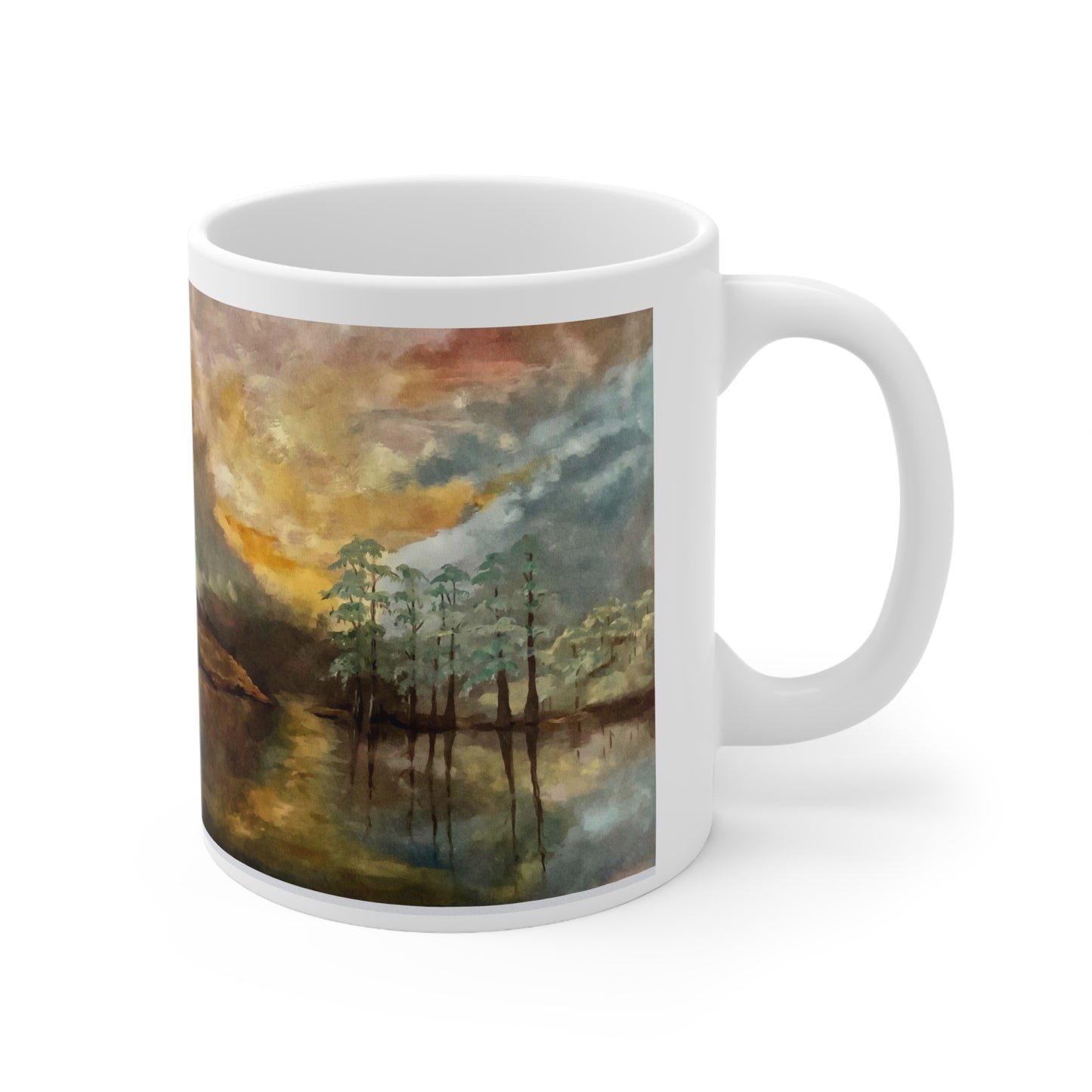 Ceramic Coffee Cups, 11oz, 15oz, Designer Series, Artwork, With God all things are possible", Moon Lake, FrediFreds Home Collection