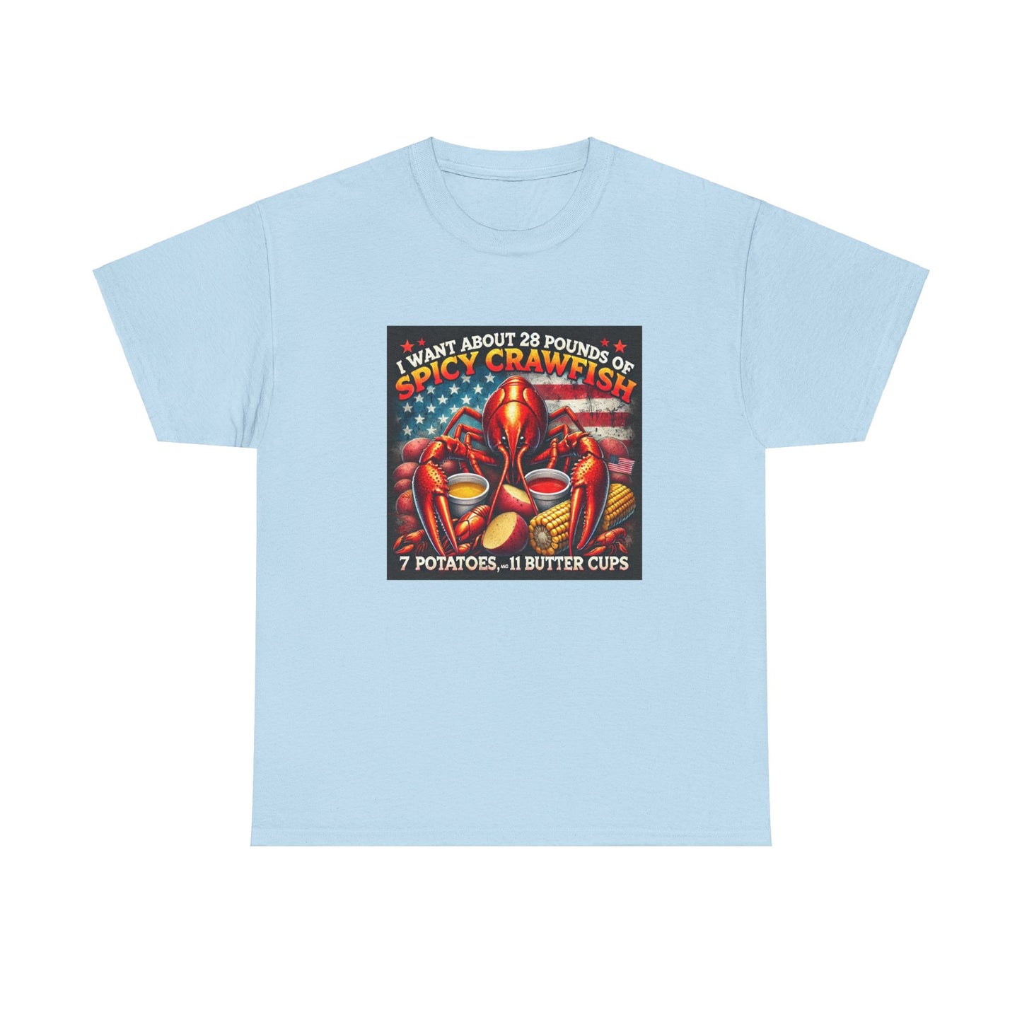 Unisex Heavy Cotton Tee, Old Glory and Crawfish, Crawfish Season and Life on the Bayou Collection