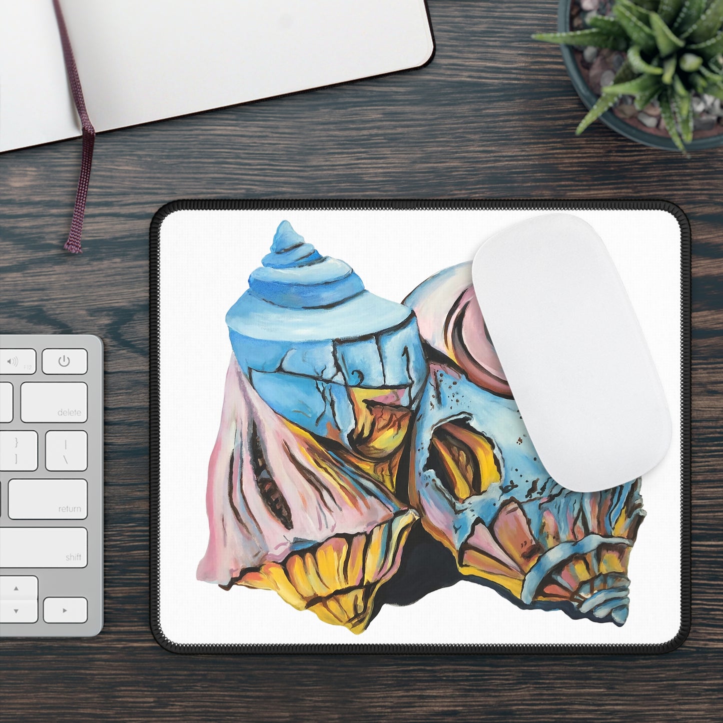 Gaming Mouse Pad, Artsy Pastel Beach Shells, Office, Home, Beachwalker Club Collection