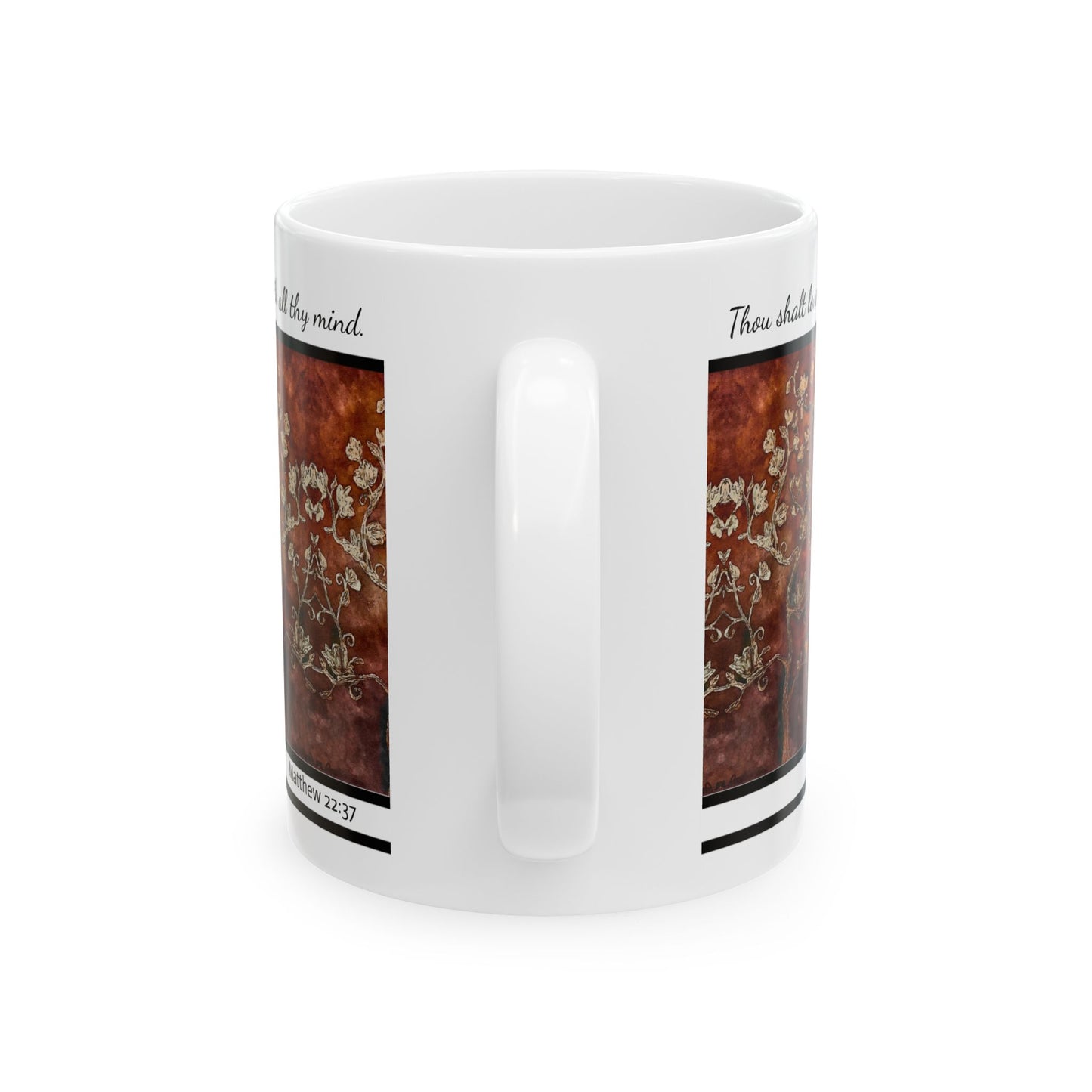 Ceramic Mug, (11oz, 15oz), Designer Series, Bible Verse, Love Thy God, Tree of Life, FrediFreds Home Collection