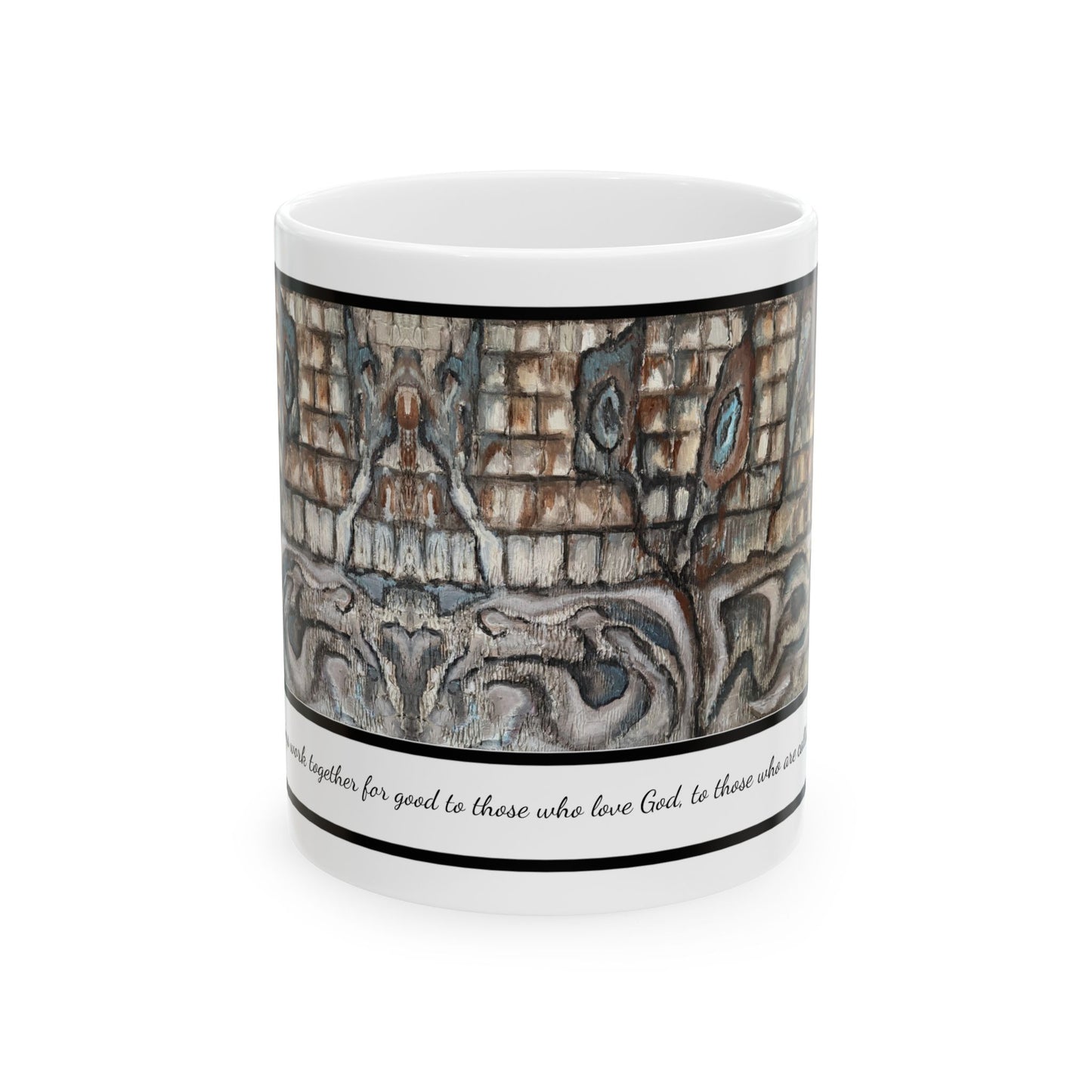 Ceramic Mug, (11oz, 15oz), Designer Series, Bible Verse, Abstract Creek Bed, FrediFreds Home Collection