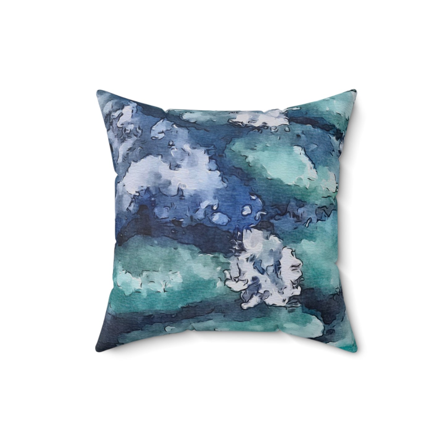 Spun Polyester Square Pillow, Water Lilies, FrediFreds Home Collection