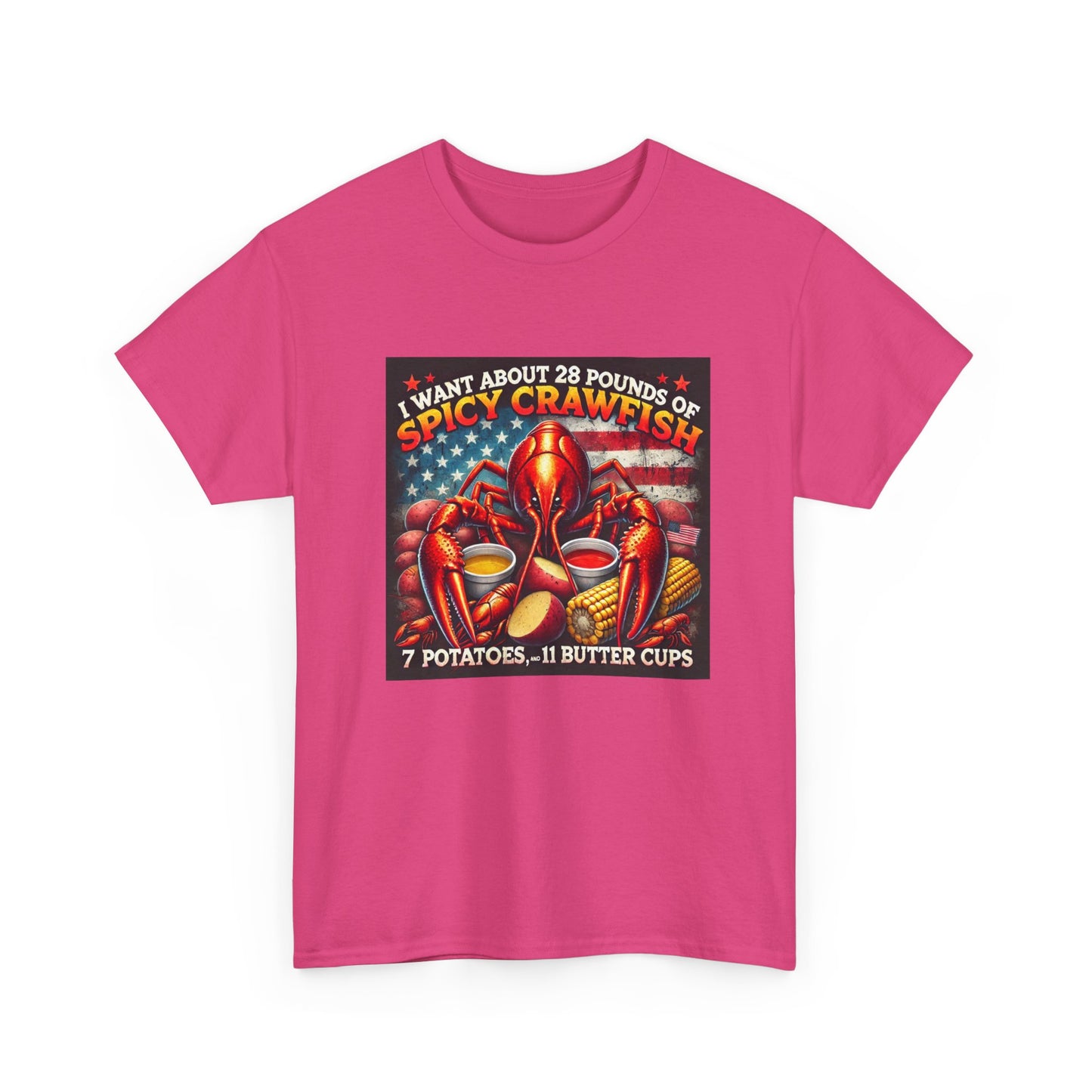 Unisex Heavy Cotton Tee, Old Glory and Crawfish, Crawfish Season and Life on the Bayou Collection