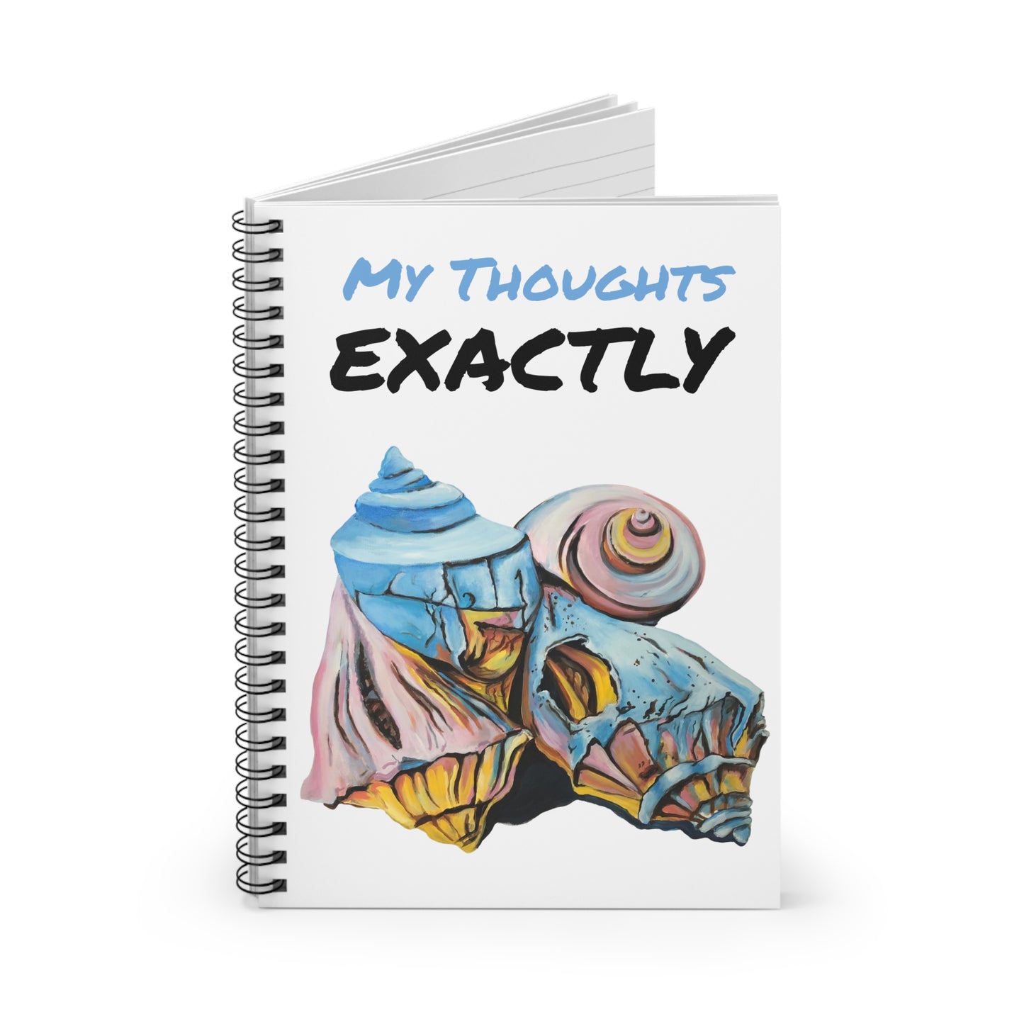 Spiral Notebook - Ruled Line "My Thoughts", Artsy Pastel Beach Shells, Beachwalker Club Collection