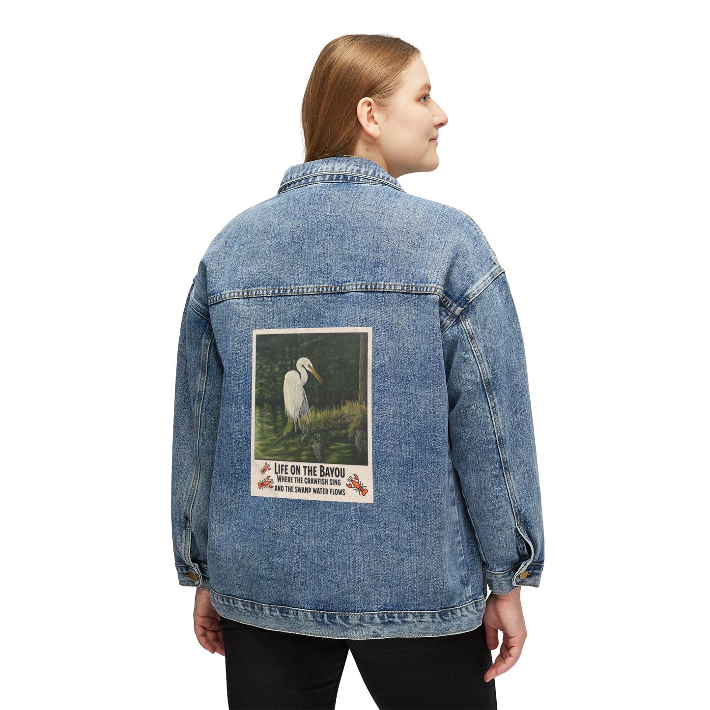 Women's Denim Jacket, Life on the Bayou, Outdoor Nature