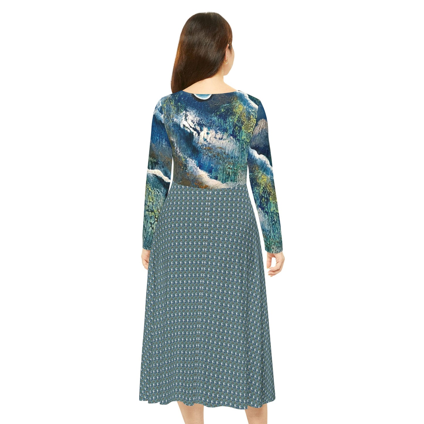 Women's Long Sleeve Modest Dress (AOP), Whimsical, Ocean Spray, FrediFreds Home Collection