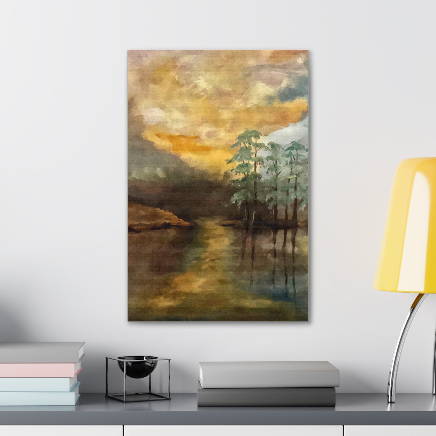 Canvas Gallery Wraps, Moon Lake Watercolor, FrediFreds Home Collection