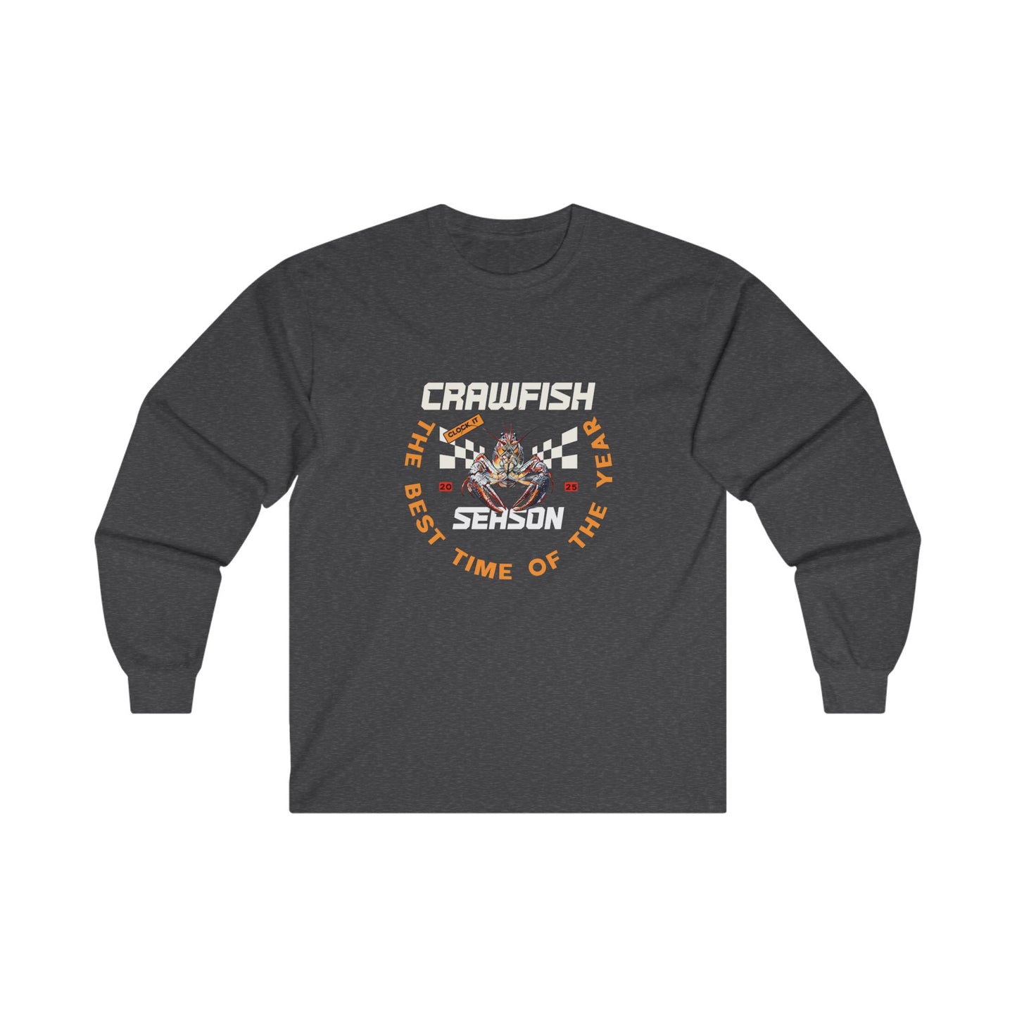 Unisex Ultra Cotton Long Sleeve Tee, Clock It Crawfish Season, Life on the Bayou Collection
