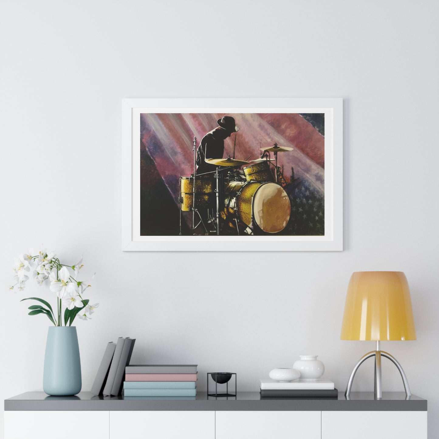 Framed Horizontal Poster, Drummer, Soul Music Collection