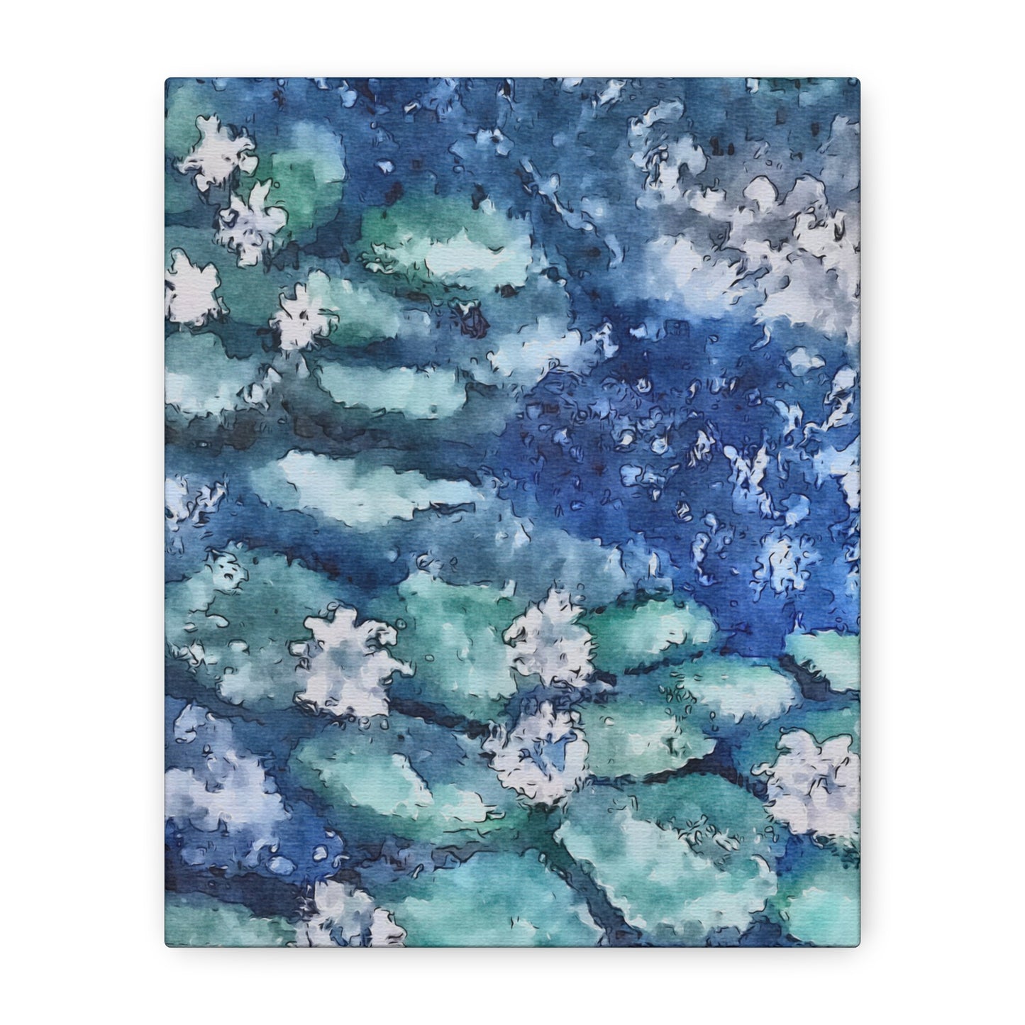 Matte Canvas, Stretched, 1.25", Water Lilies, Abstract, FrediFreds Home Collection