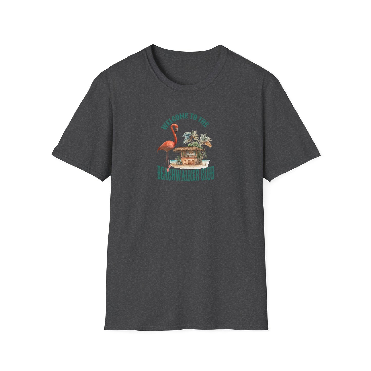 Flamingo Beachwalker Unisex Softstyle T-Shirt, Salt Life & Sunsets Design, Gift Idea, Souvenir, Stylish Tee, Beachwalker Club Collection