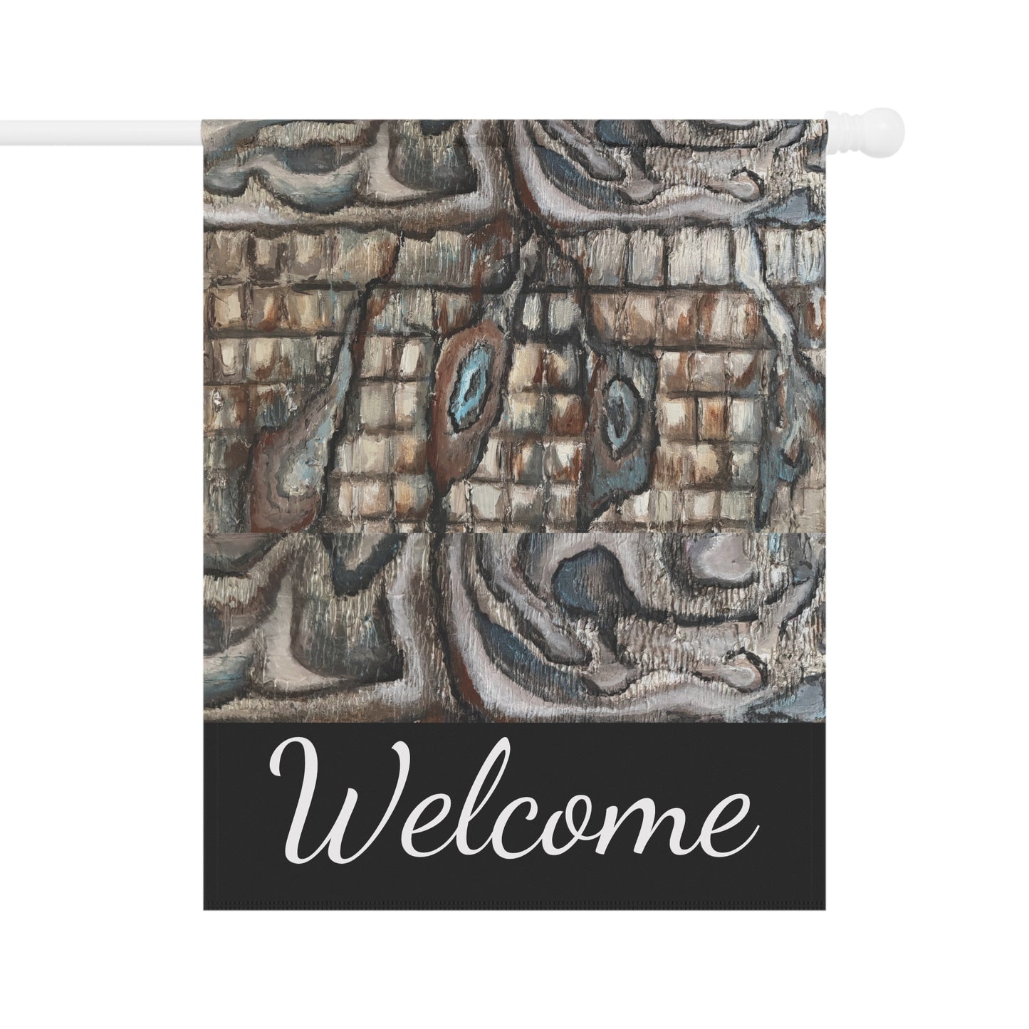 Garden & House Banner, Welcome, Abstract Oyster Shell, FrediFreds Home Collection