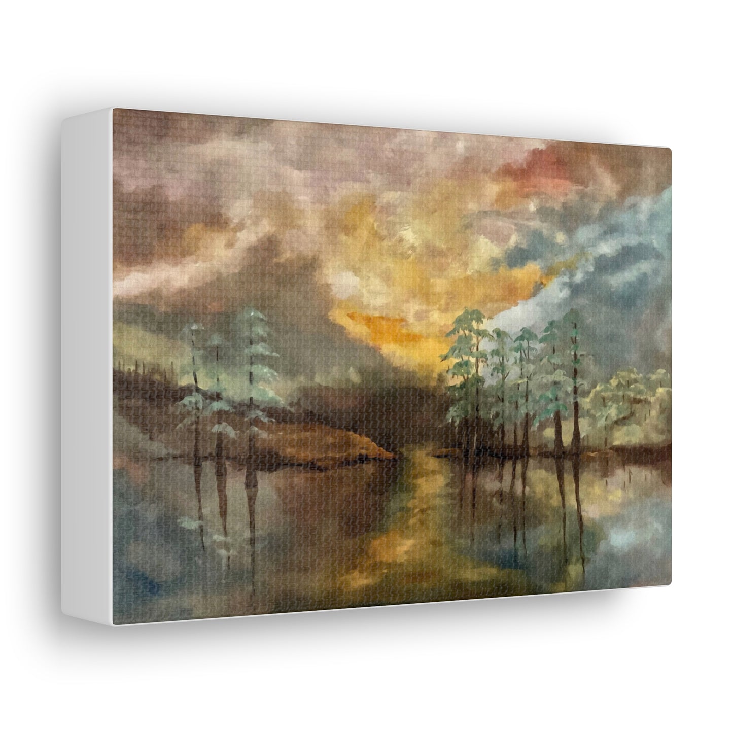 Canvas Gallery Wraps, Moon Lake Watercolor, FrediFreds Home Collection