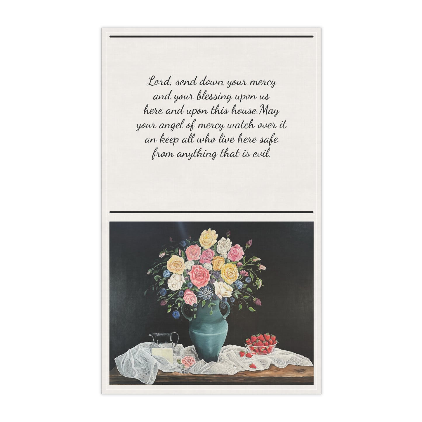 Tea Towels (cotton, poly), Strawberries and Lace, Artwork, Prayer, FrediFreds Home Collection