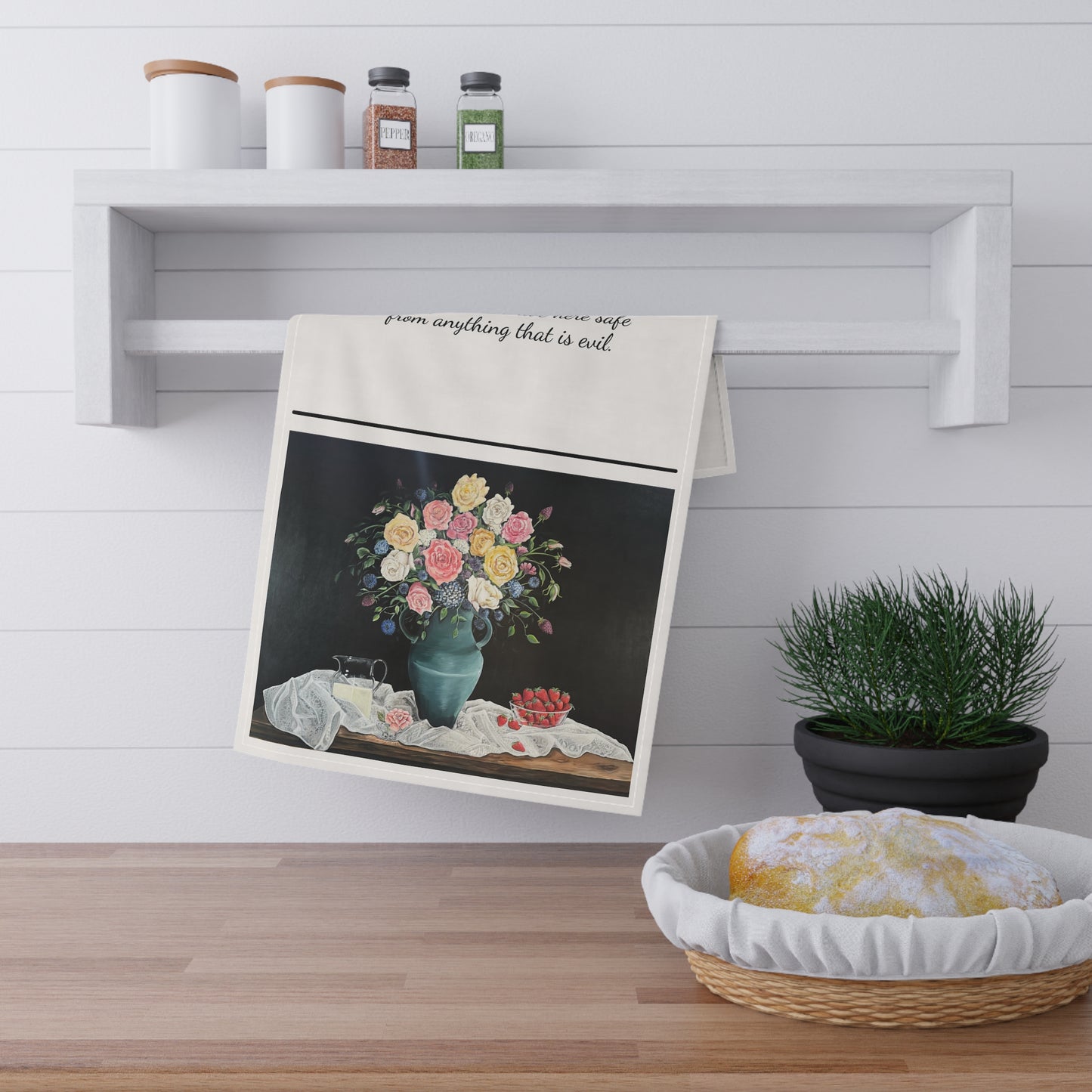 Tea Towels (cotton, poly), Strawberries and Lace, Artwork, Prayer, FrediFreds Home Collection