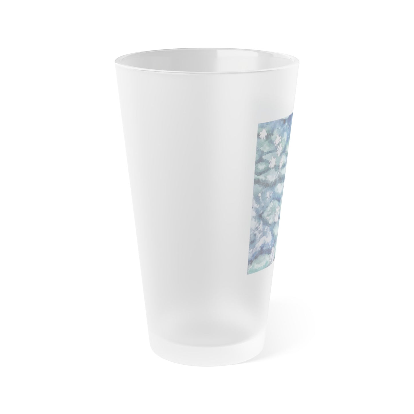 Frosted Pint Glass, 16oz, Water Lilies, FrediFreds Home Collection
