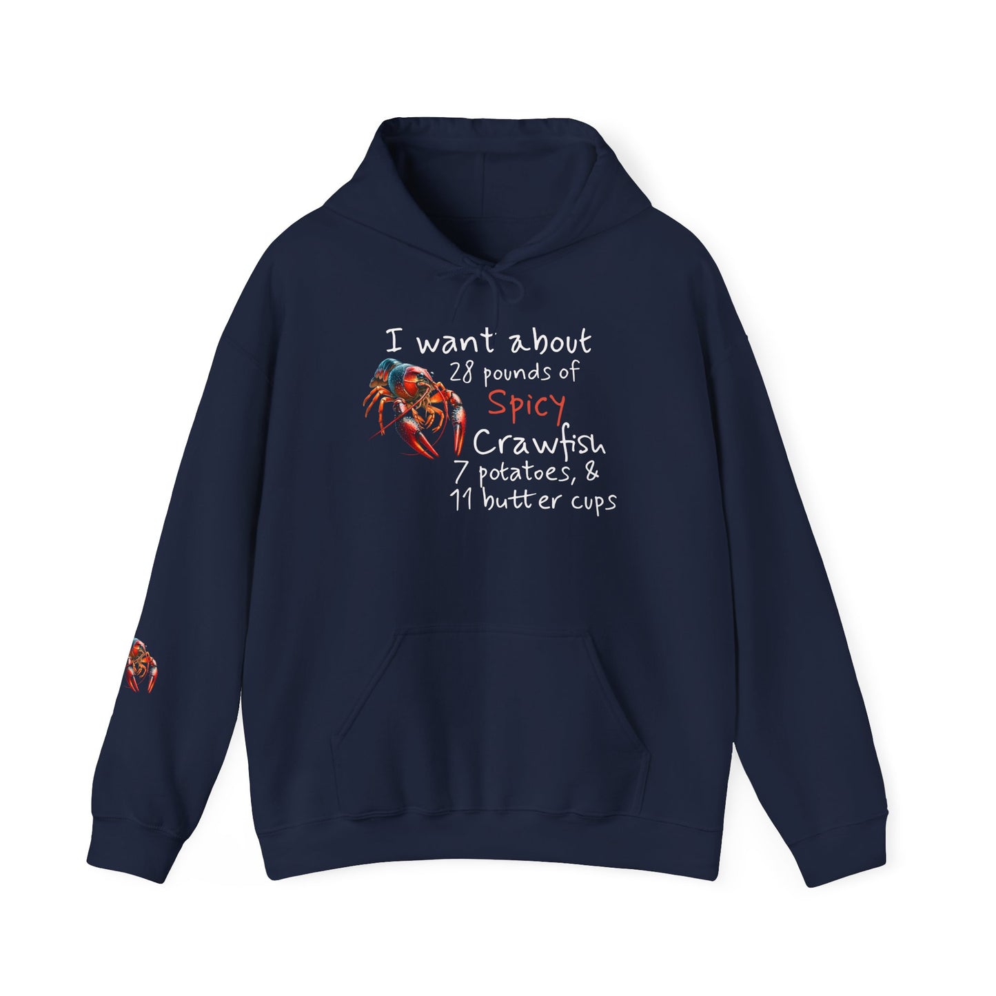 Unisex Heavy Blend™ Hooded Sweatshirt, I Want 28 Pounds of Crawfish Design, Life on the Bayou Collection