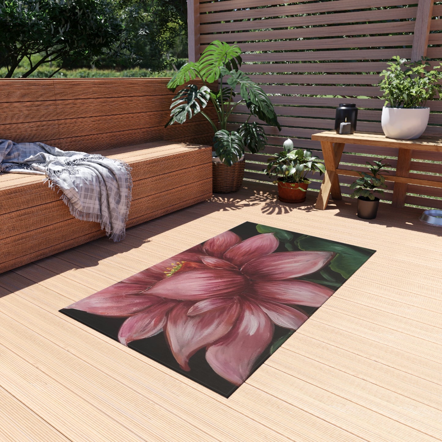 Outdoor Rug, Lotus Pink Midnight, Artsy, FrediFreds Home Collection