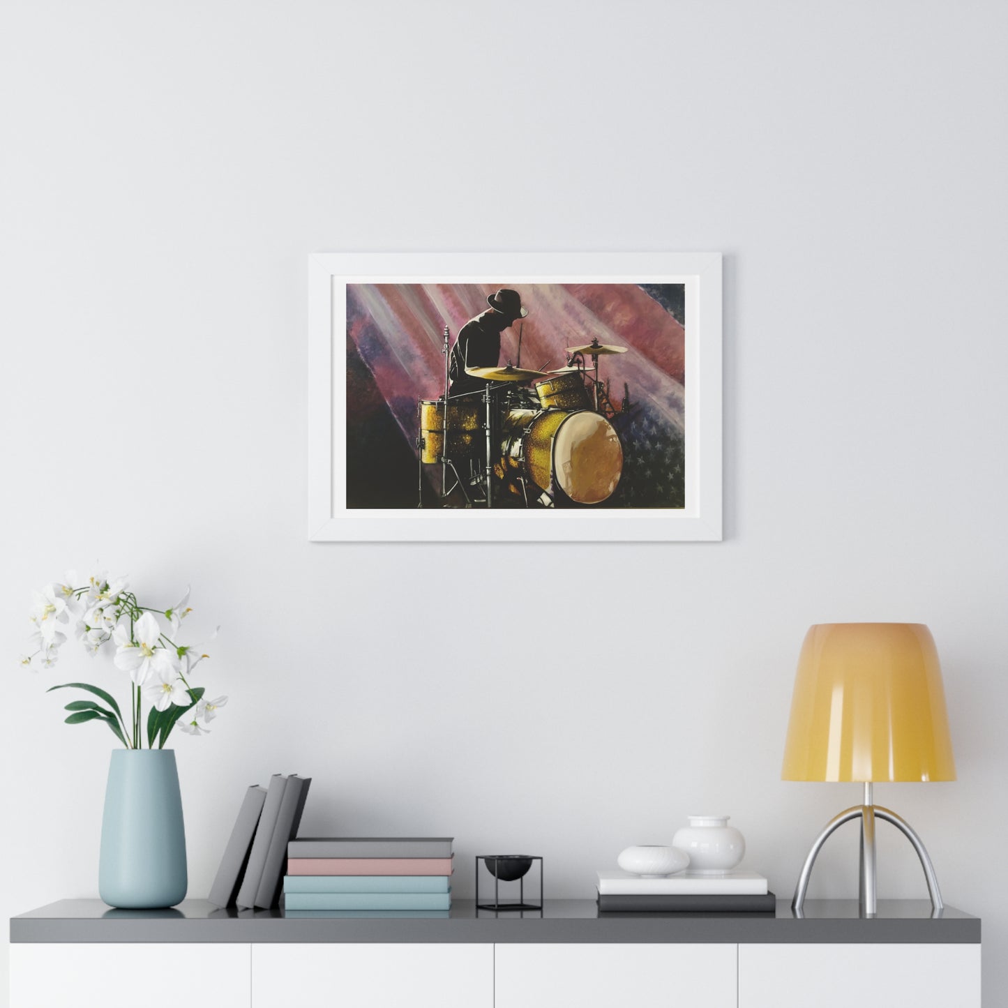 Framed Horizontal Poster, Drummer, Soul Music Collection