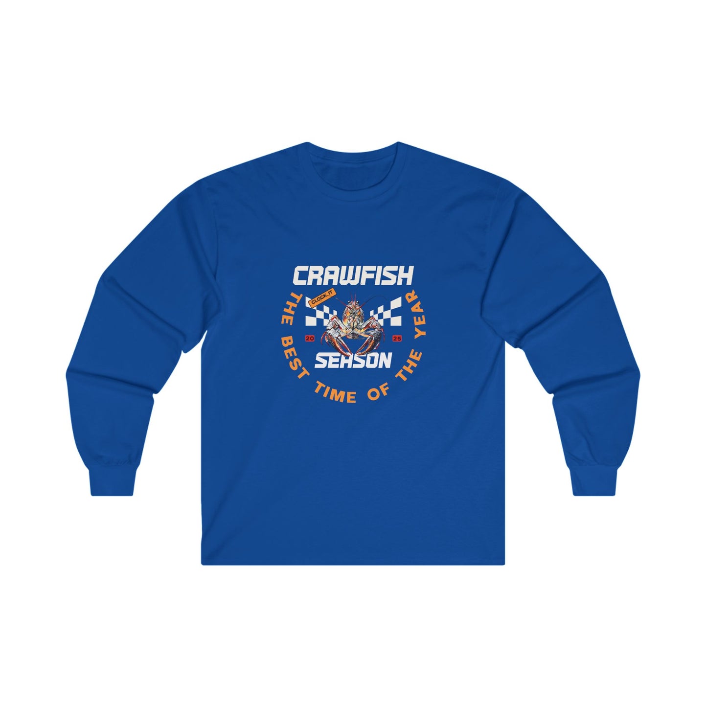 Unisex Ultra Cotton Long Sleeve Tee, Clock It Crawfish Season, Life on the Bayou Collection