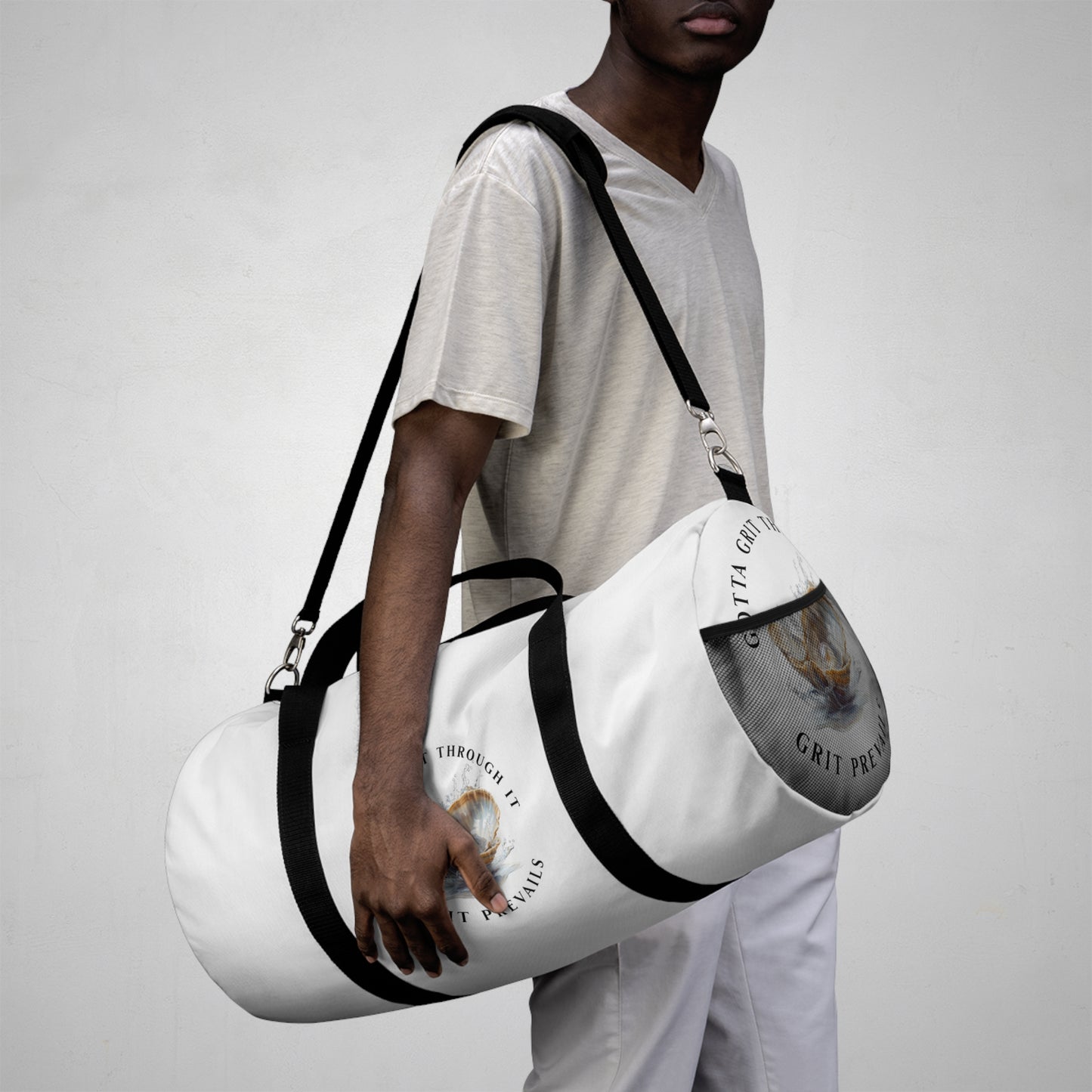 Duffel Bag With Print Design "Grit Prevails", Gotta Grit Through it Collection