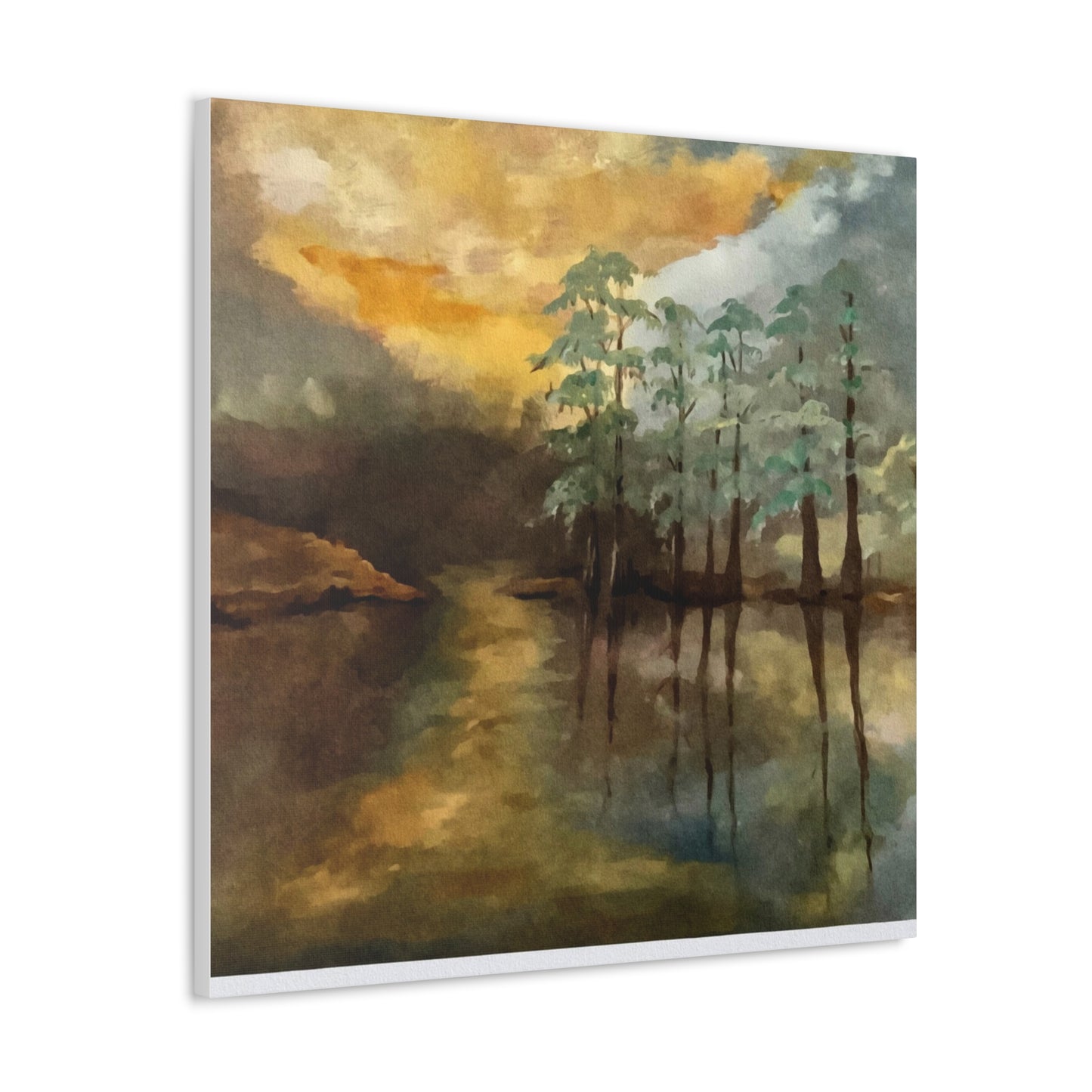 Canvas Gallery Wraps, Moon Lake Watercolor, FrediFreds Home Collection