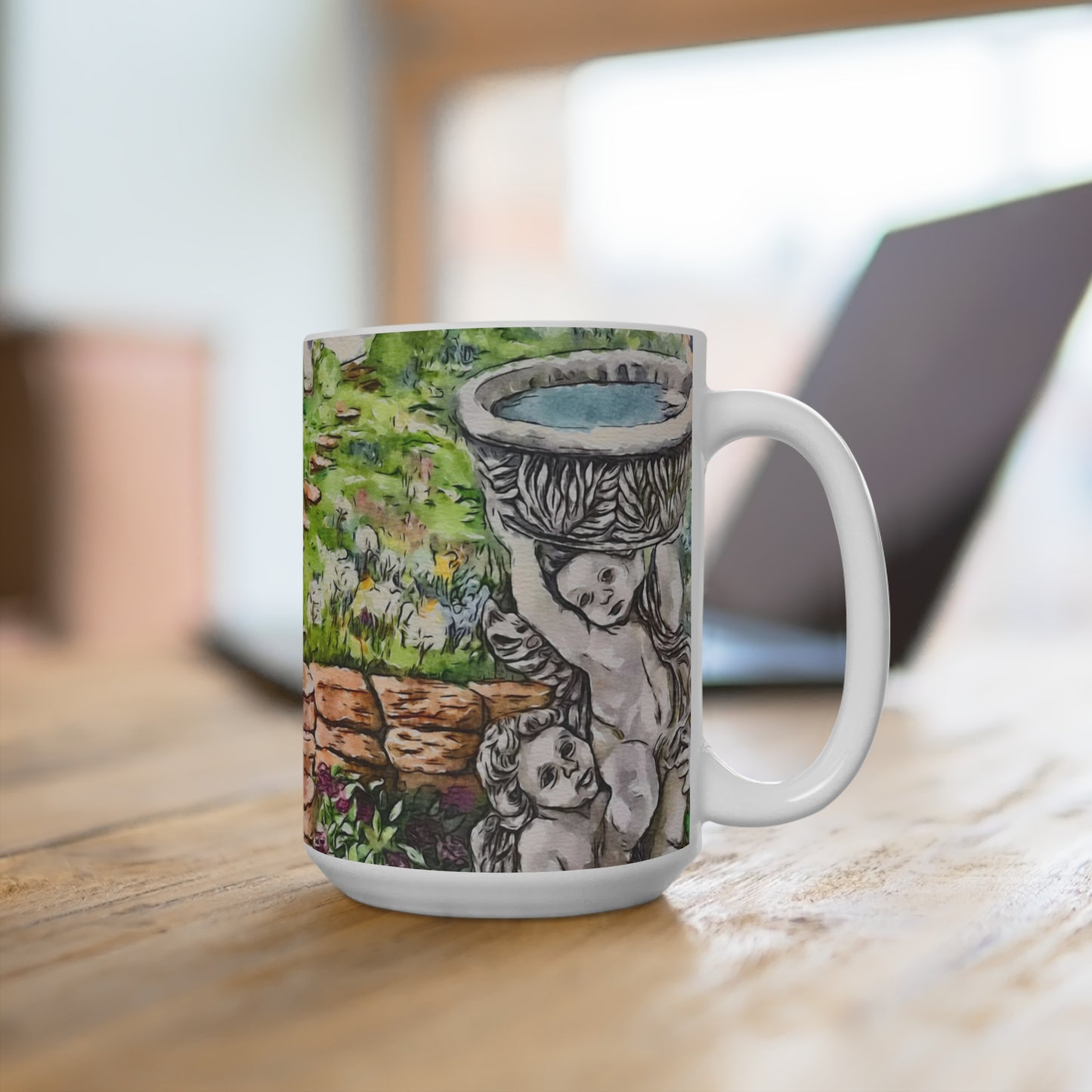 Mug 15oz, Artwork, Cherubs, Flowers, My Secret Garden, FrediFreds Home Collection