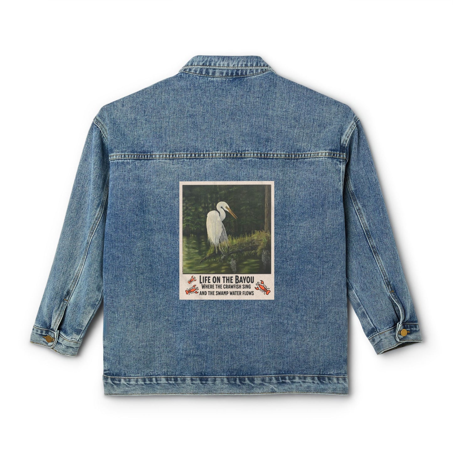 Women's Denim Jacket, Life on the Bayou, Outdoor Nature