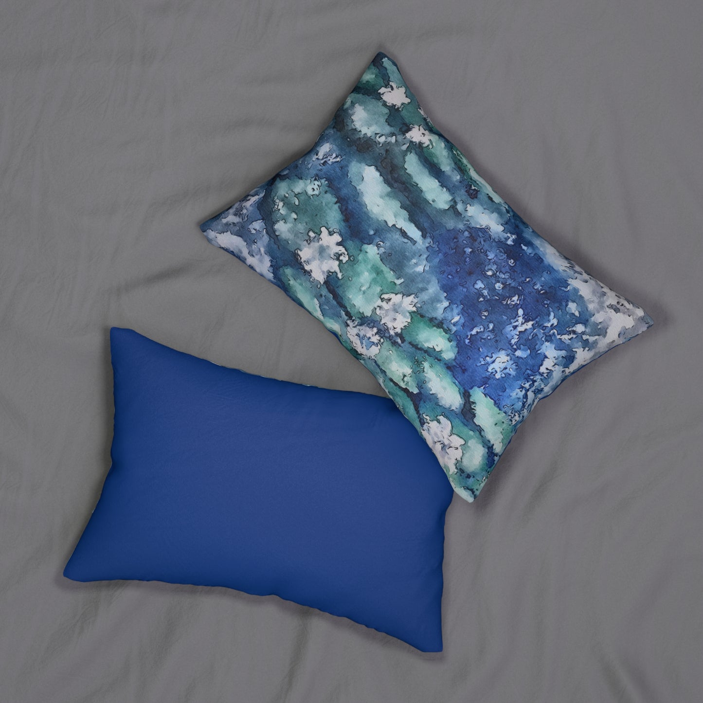 Spun Polyester Lumbar Pillow, Water Lilies, FrediFreds Home Collection