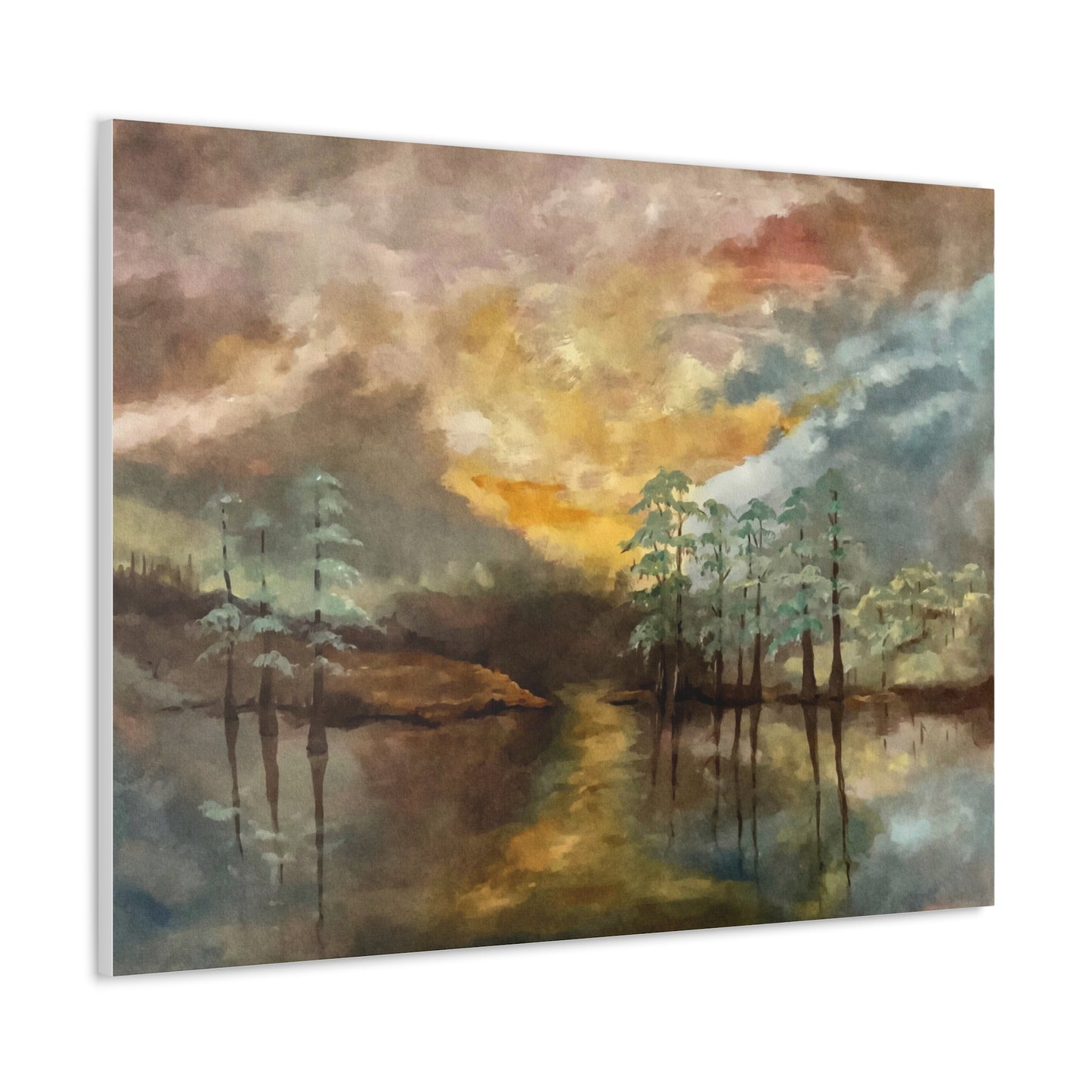 Canvas Gallery Wraps, Moon Lake Watercolor, FrediFreds Home Collection