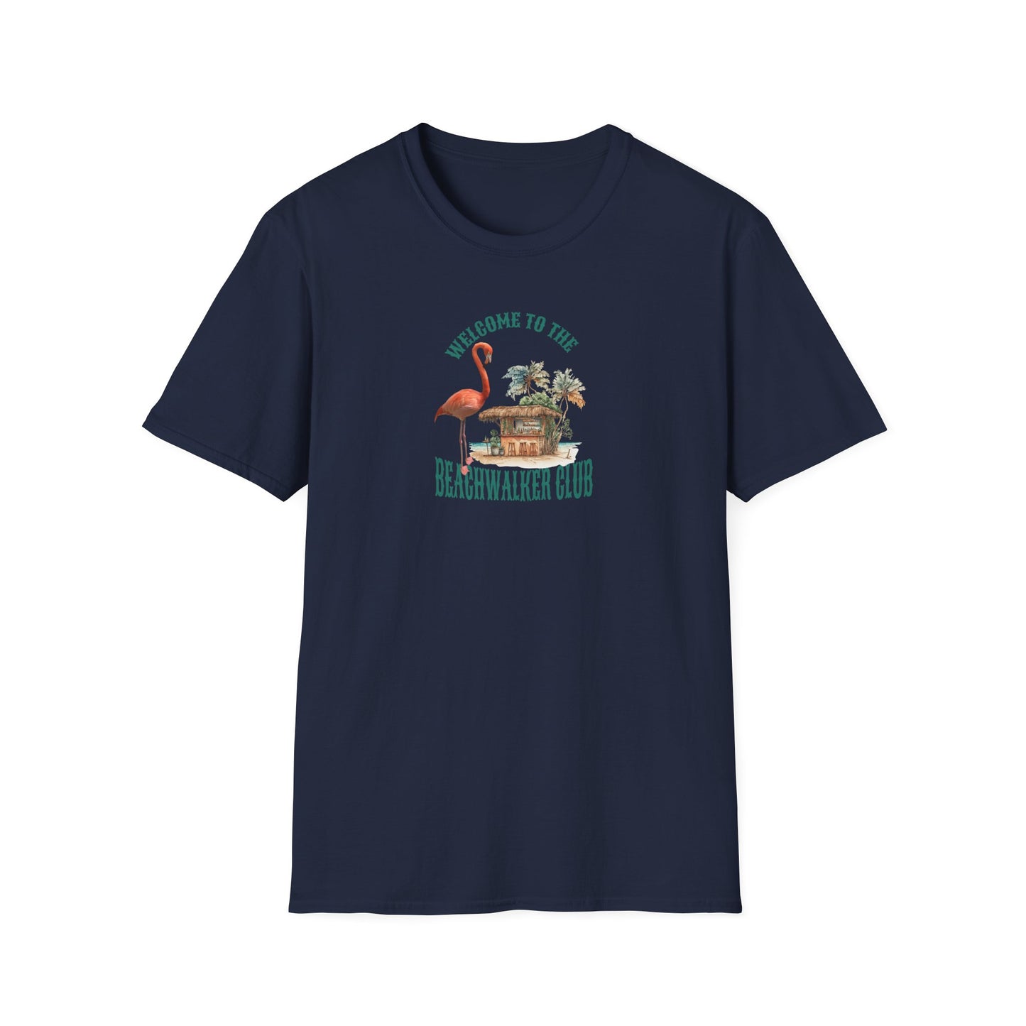 Flamingo Beachwalker Unisex Softstyle T-Shirt, Salt Life & Sunsets Design, Gift Idea, Souvenir, Stylish Tee, Beachwalker Club Collection